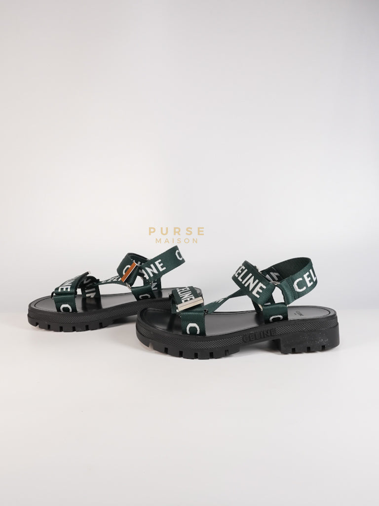 Leo Sandals in Black/Green Size 38 EU (24cm) | Purse Maison Luxury Bags Shop