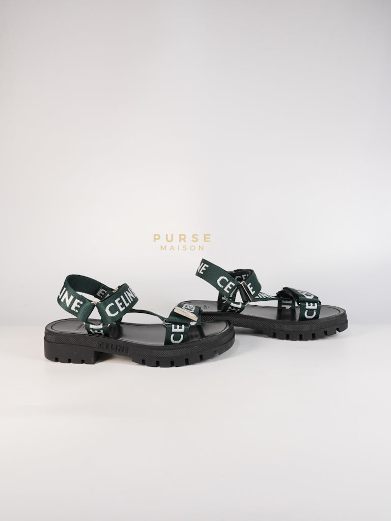 Leo Sandals in Black/Green Size 38 EU (24cm) | Purse Maison Luxury Bags Shop