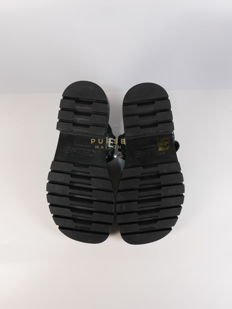 Leo Sandals in Black/Green Size 38 EU (24cm) | Purse Maison Luxury Bags Shop