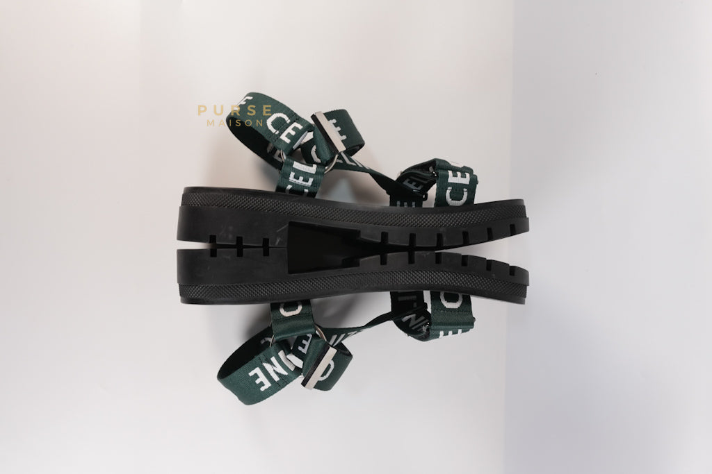 Leo Sandals in Black/Green Size 38 EU (24cm) | Purse Maison Luxury Bags Shop
