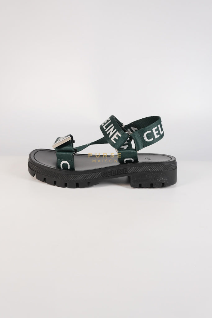 Leo Sandals in Black/Green Size 38 EU (24cm) | Purse Maison Luxury Bags Shop