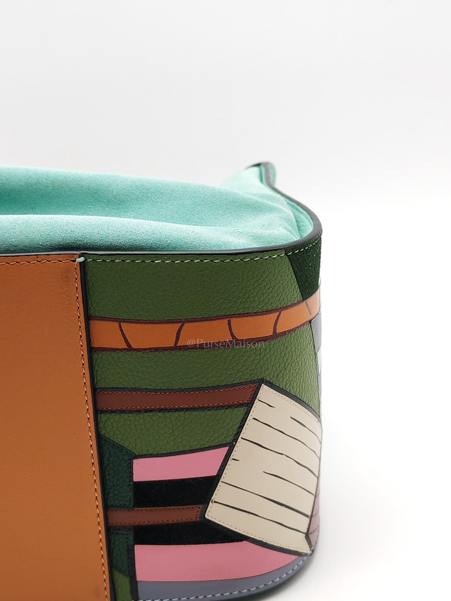 x Ken Price Hammock Bag Small in Multicolor Mint Green, Tan and Blue Cartoon Palm Trees Design
