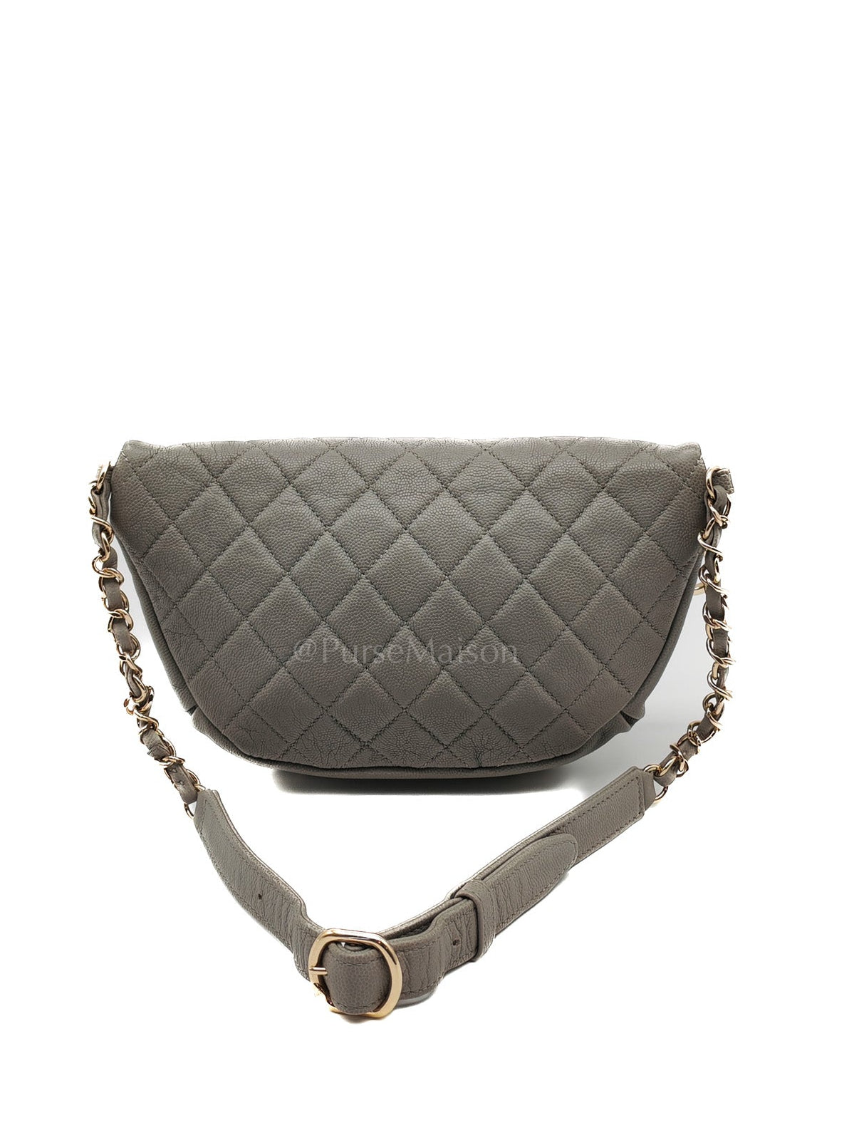 Bussiness Affinity Waist Bag in Gray Caviar Leather and Light Gold Hardware Series 27