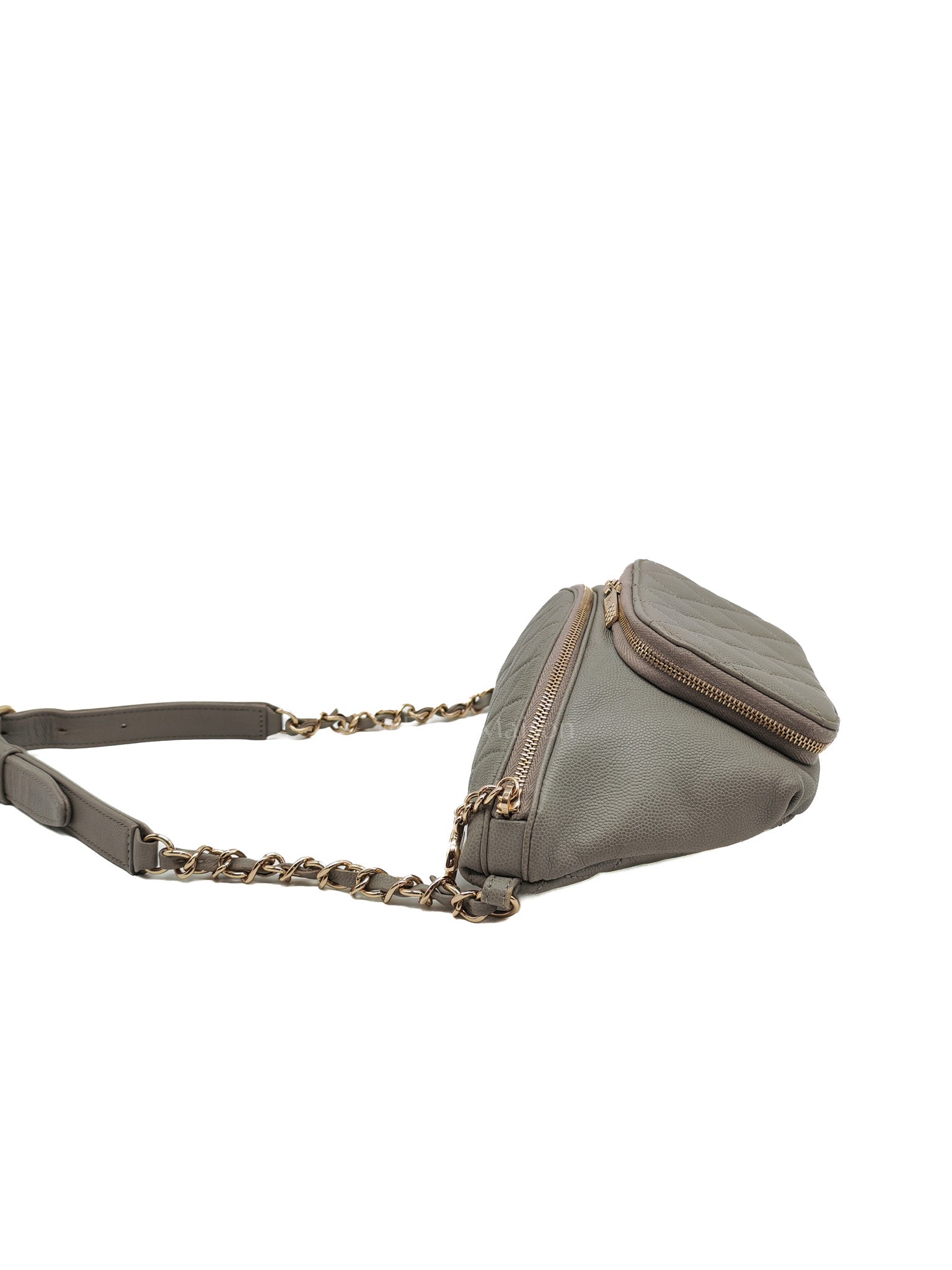 Bussiness Affinity Waist Bag in Gray Caviar Leather and Light Gold Hardware Series 27