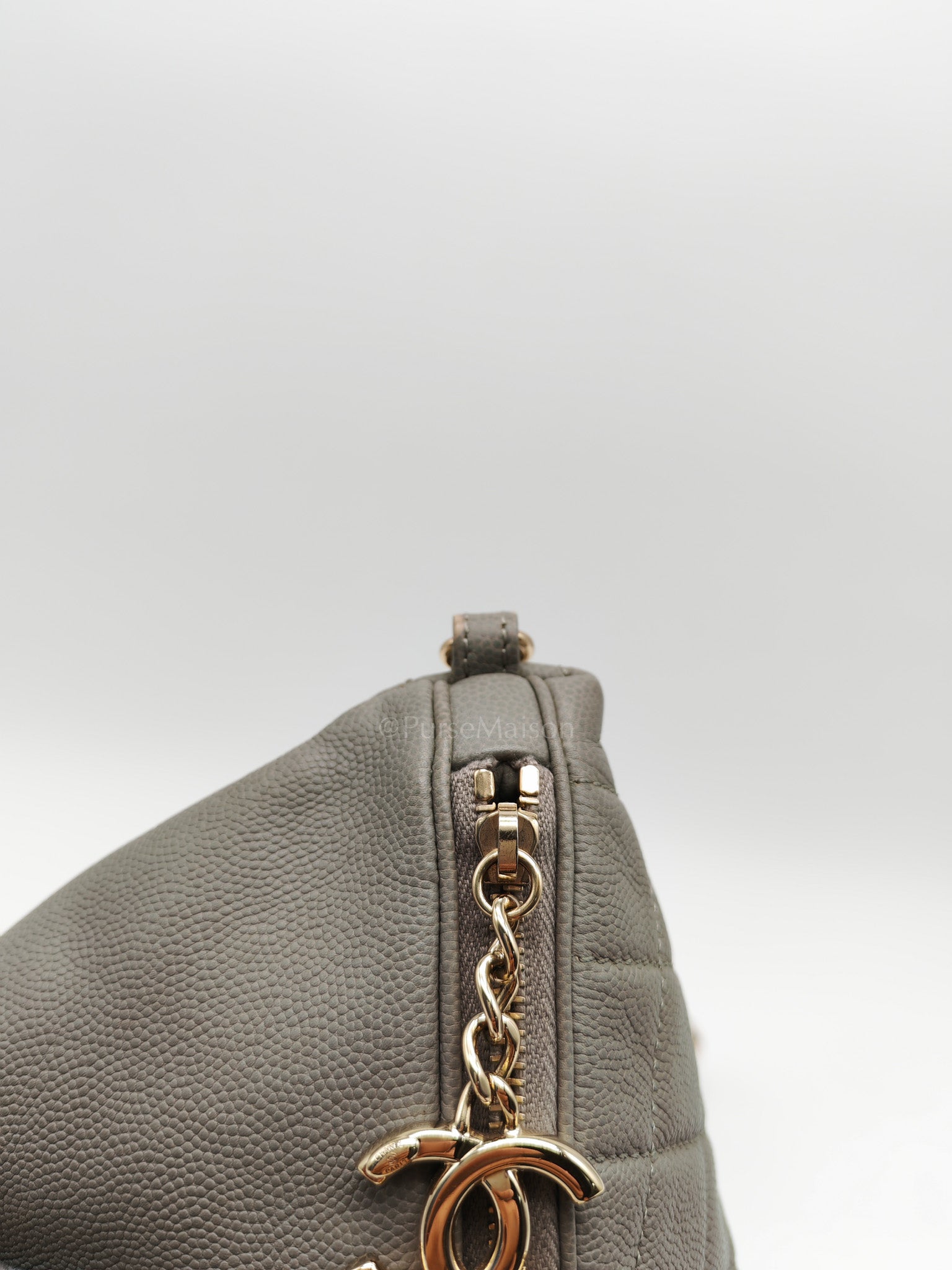 Bussiness Affinity Waist Bag in Gray Caviar Leather and Light Gold Hardware Series 27