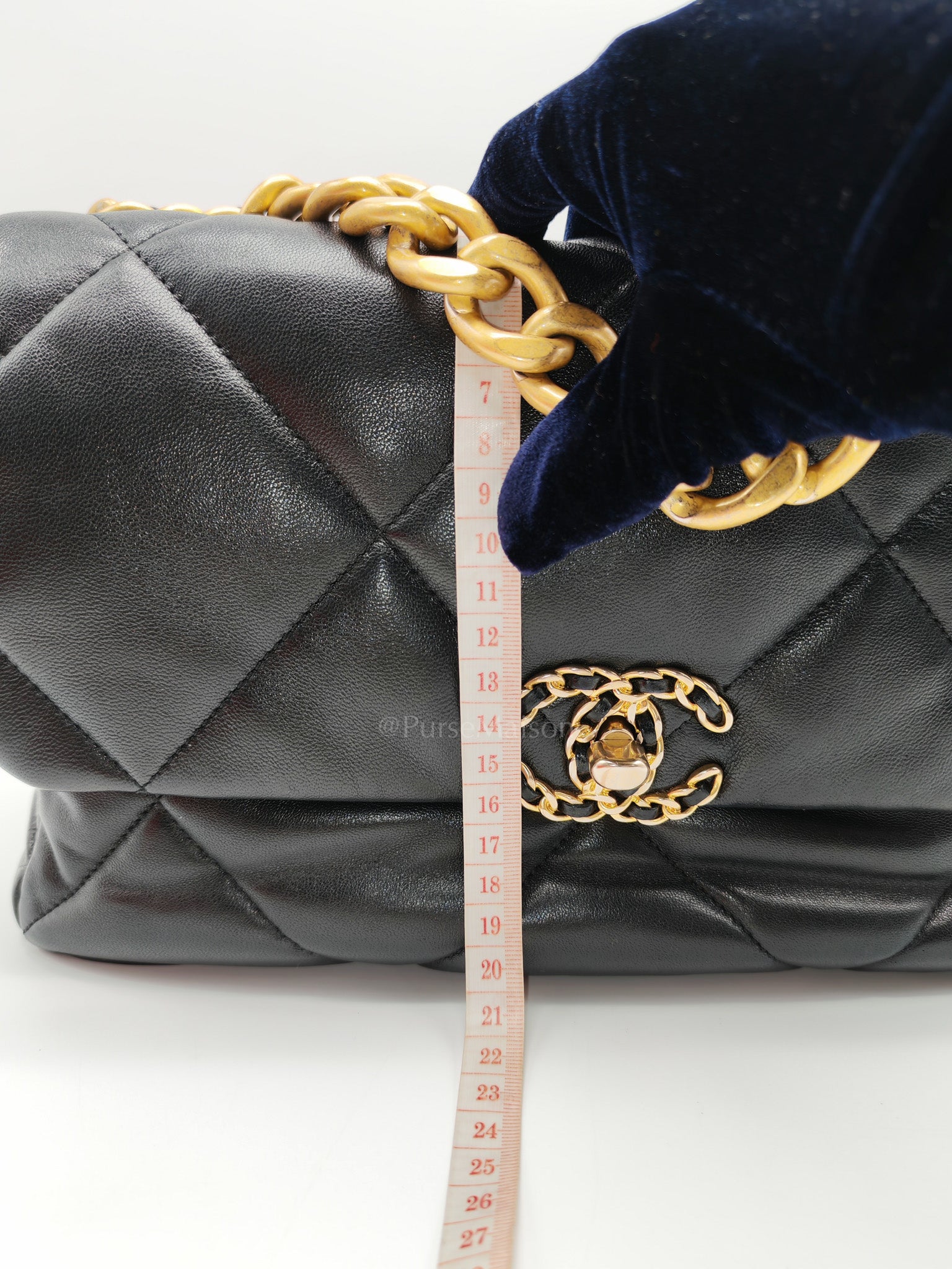 19 Large in Black Quilted Lambskin Leather and Mixed Hardware (Microchip)