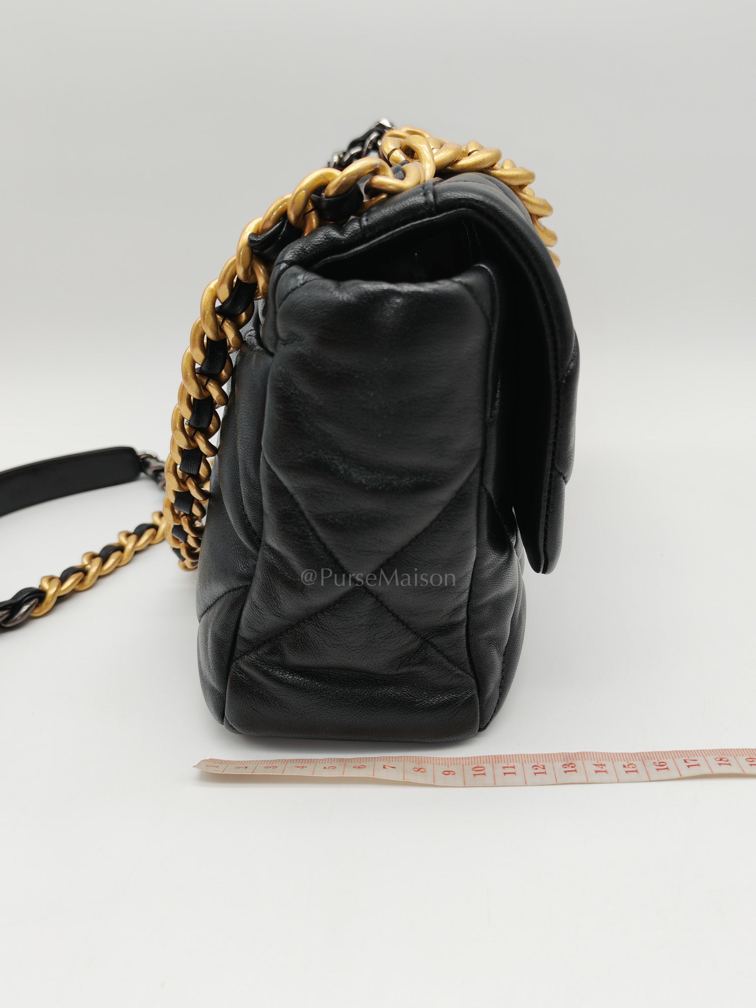 19 Large in Black Quilted Lambskin Leather and Mixed Hardware (Microchip)