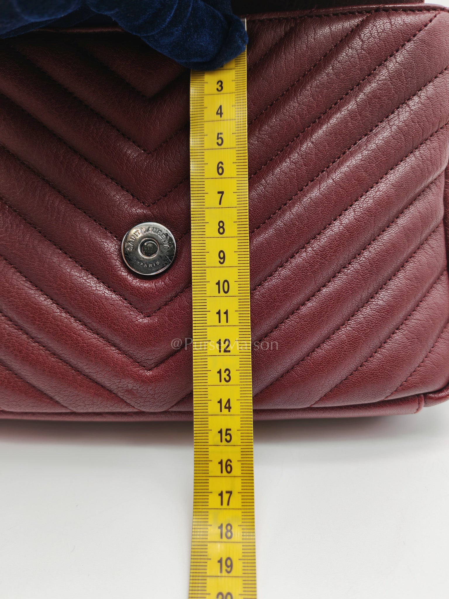College Bag Medium in Burgundy Monogram Chevron Sheepskin Leather Ruthenium Hardware