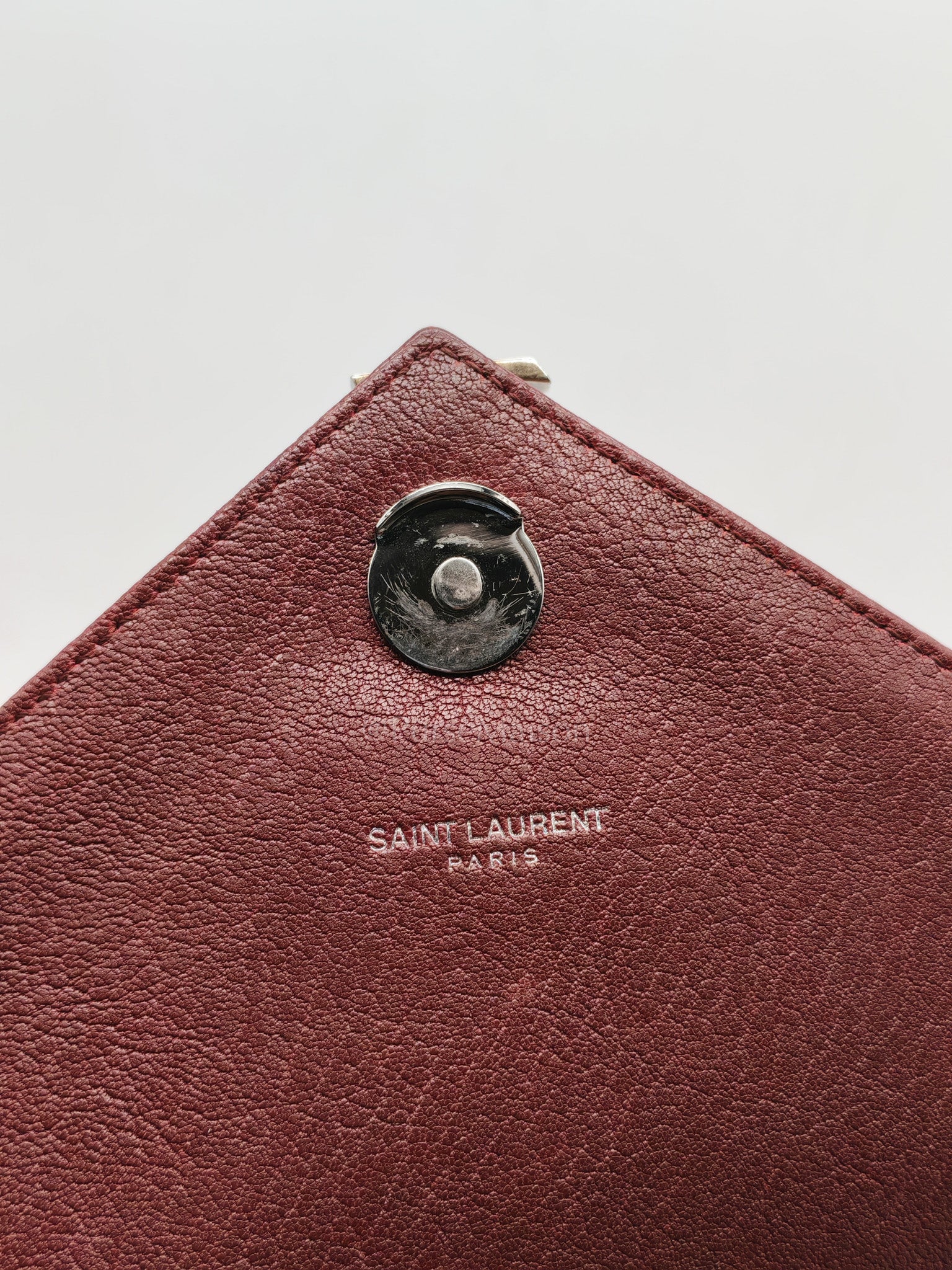 College Bag Medium in Burgundy Monogram Chevron Sheepskin Leather Ruthenium Hardware