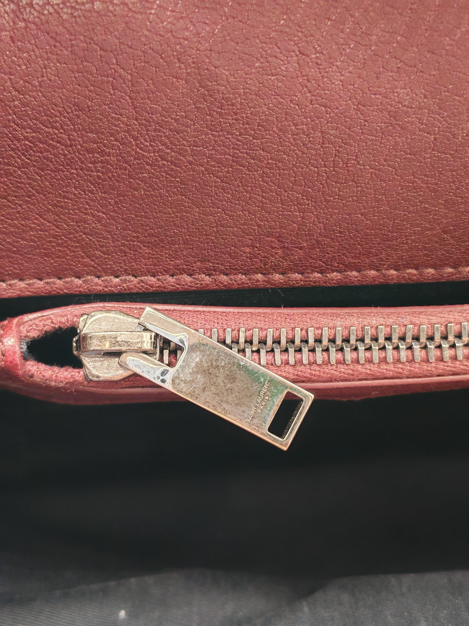 College Bag Medium in Burgundy Monogram Chevron Sheepskin Leather Ruthenium Hardware