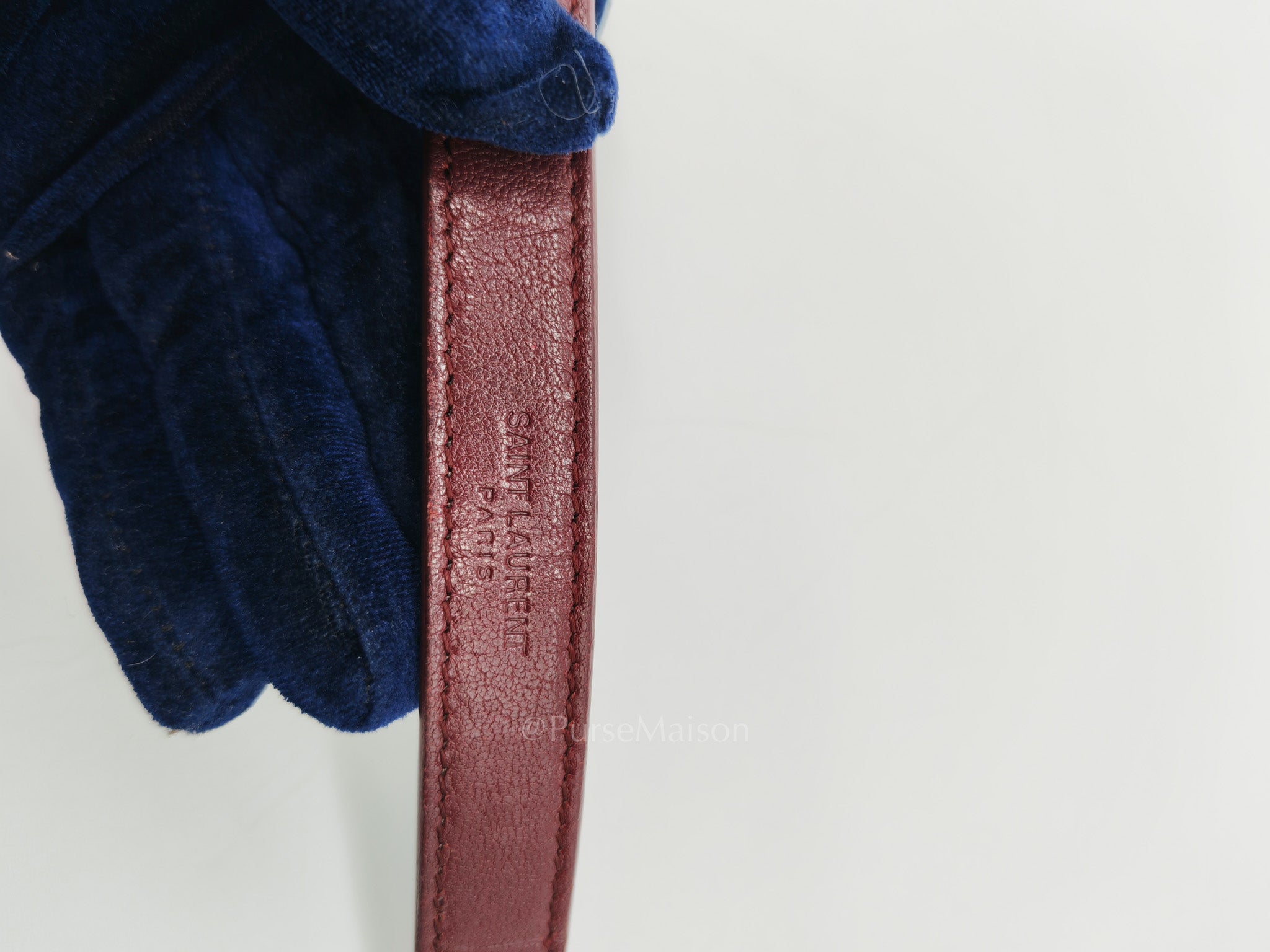 College Bag Medium in Burgundy Monogram Chevron Sheepskin Leather Ruthenium Hardware
