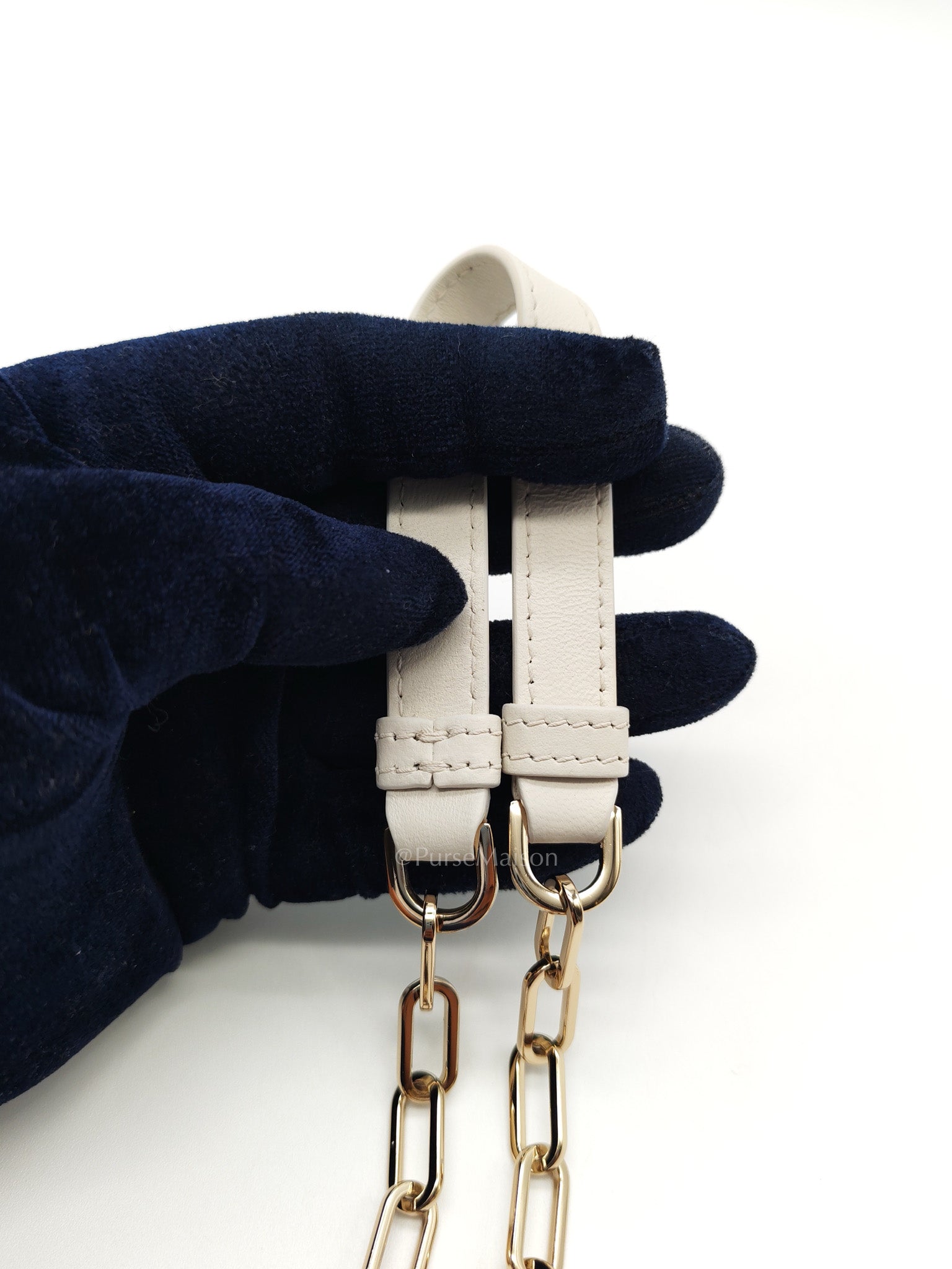 Lady D-Joy Medium in White Cannage Lambskin Leather Light Gold Hardware