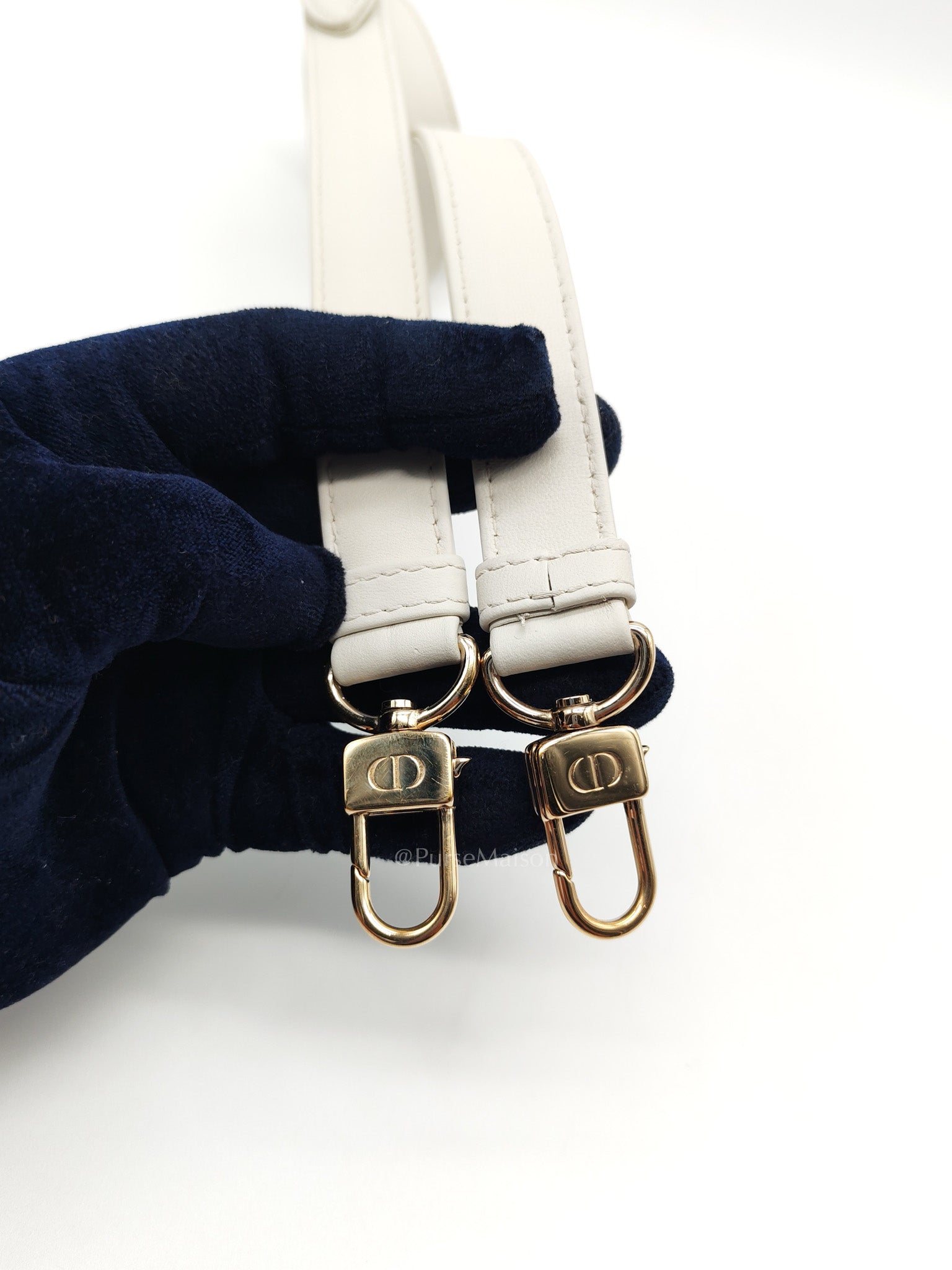 Lady D-Joy Medium in White Cannage Lambskin Leather Light Gold Hardware