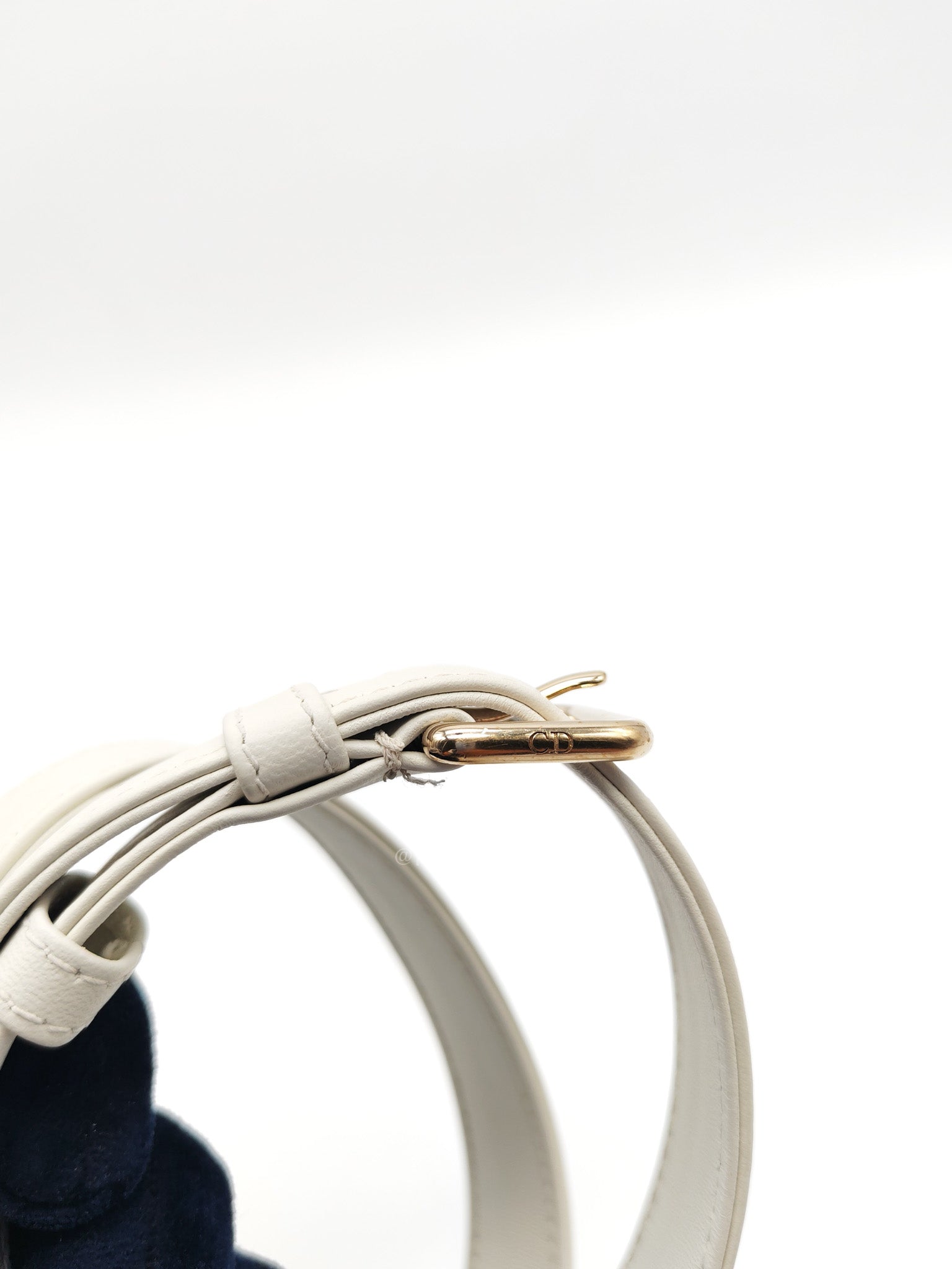 Lady D-Joy Medium in White Cannage Lambskin Leather Light Gold Hardware