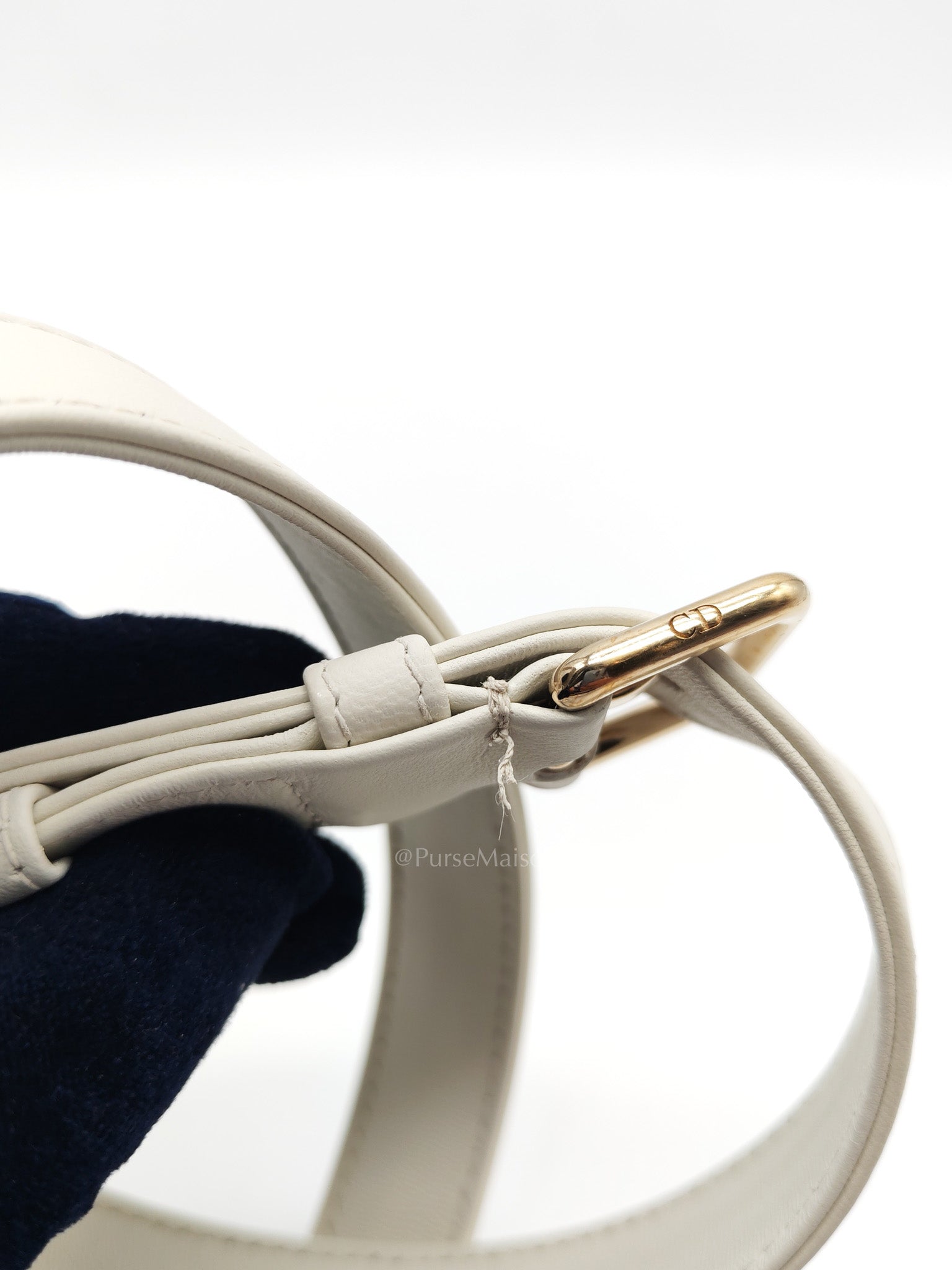Lady D-Joy Medium in White Cannage Lambskin Leather Light Gold Hardware