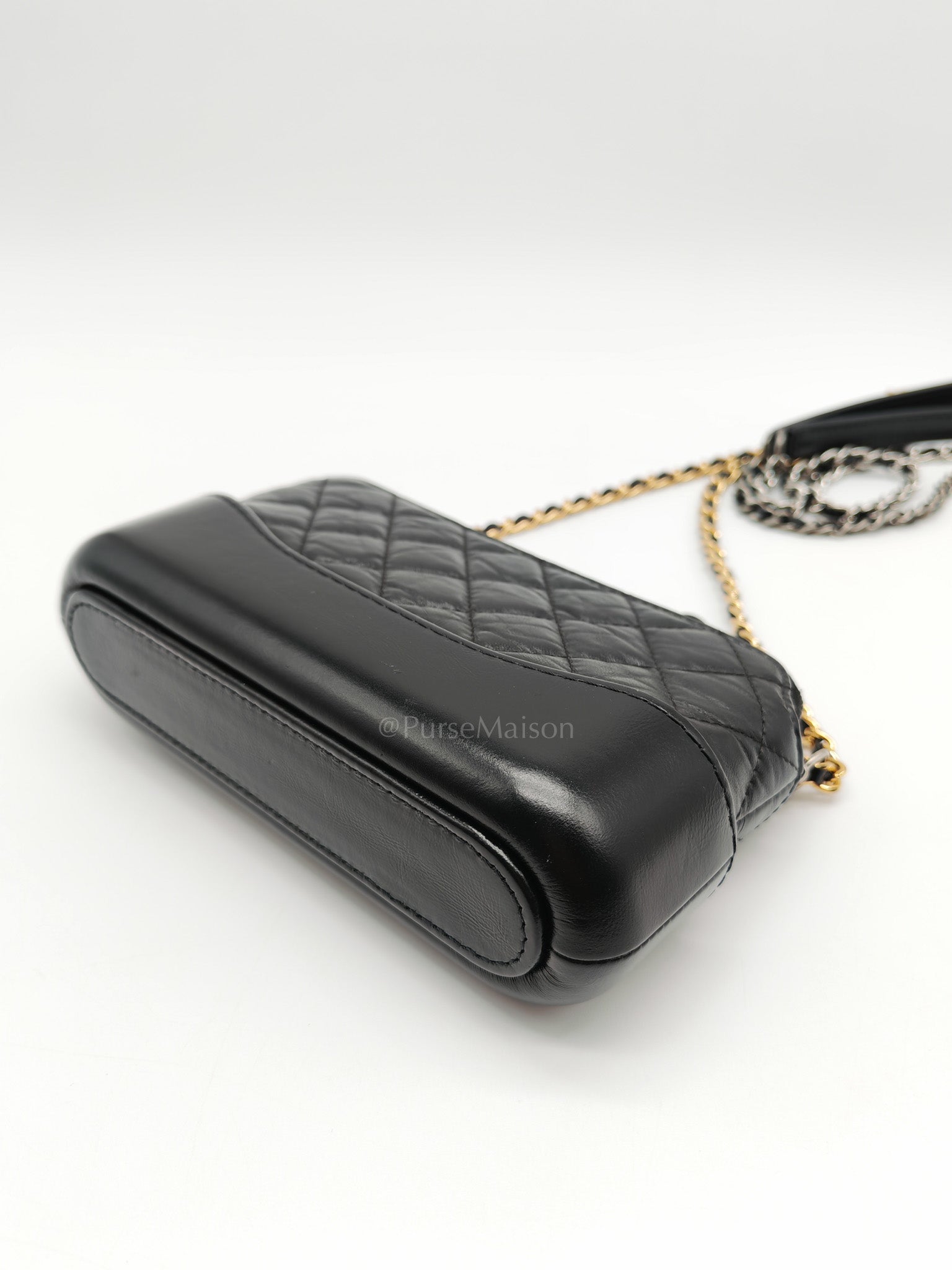 Gabrielle Clutch with Chain in Black Quilted Aged Calfskin Leather & Mixed Hardware Series 28