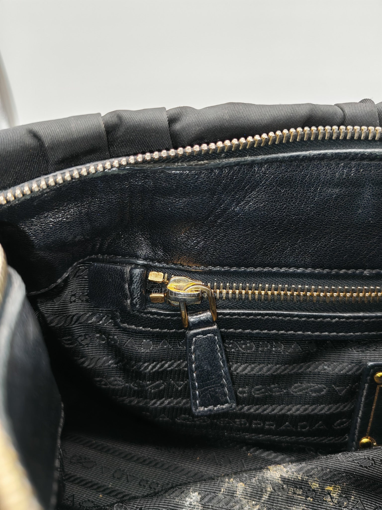Tessuto Gauffre Satchel in Black Nylon Leather & Gold Hardware