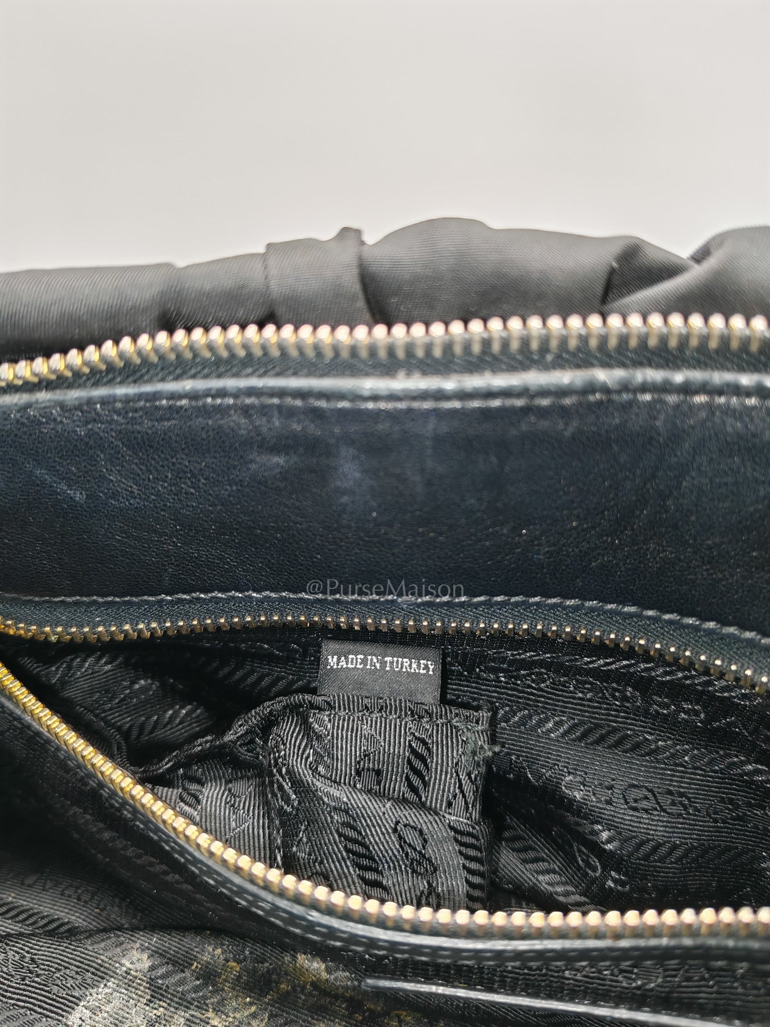 Tessuto Gauffre Satchel in Black Nylon Leather & Gold Hardware