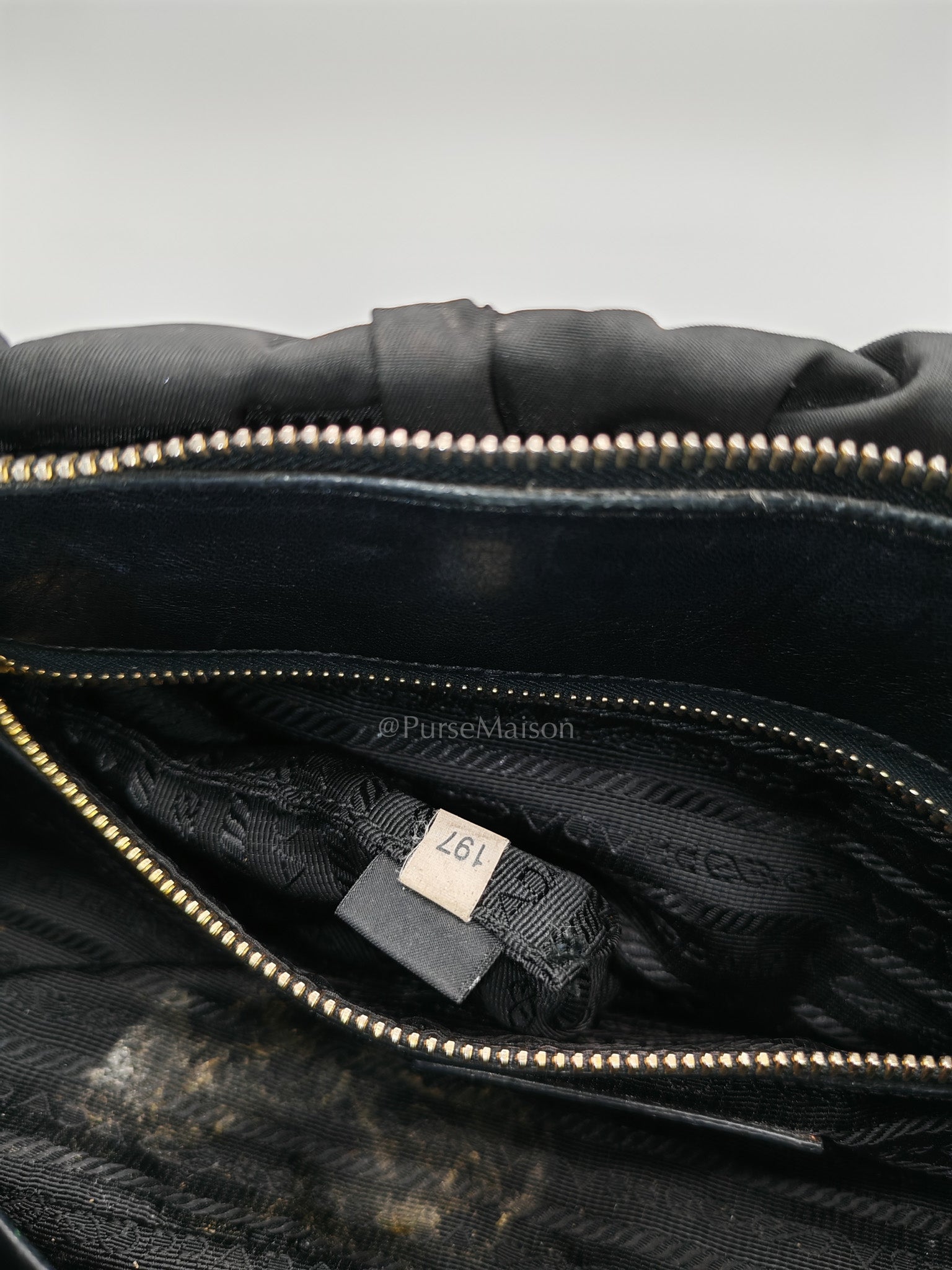 Tessuto Gauffre Satchel in Black Nylon Leather & Gold Hardware