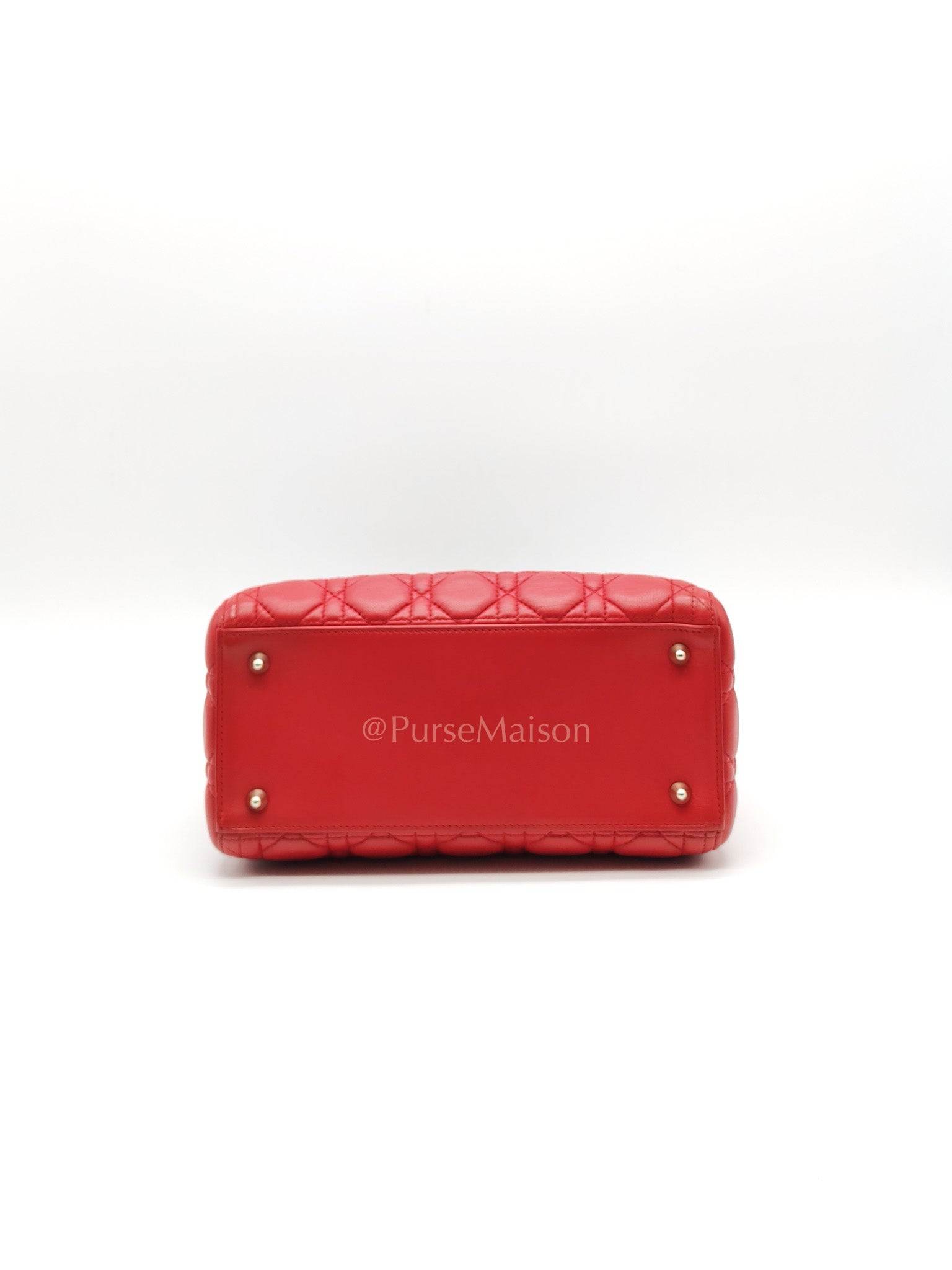 Lady Dior Medium in Red Quilted Cannage Lambskin Leather & Gold Hardware