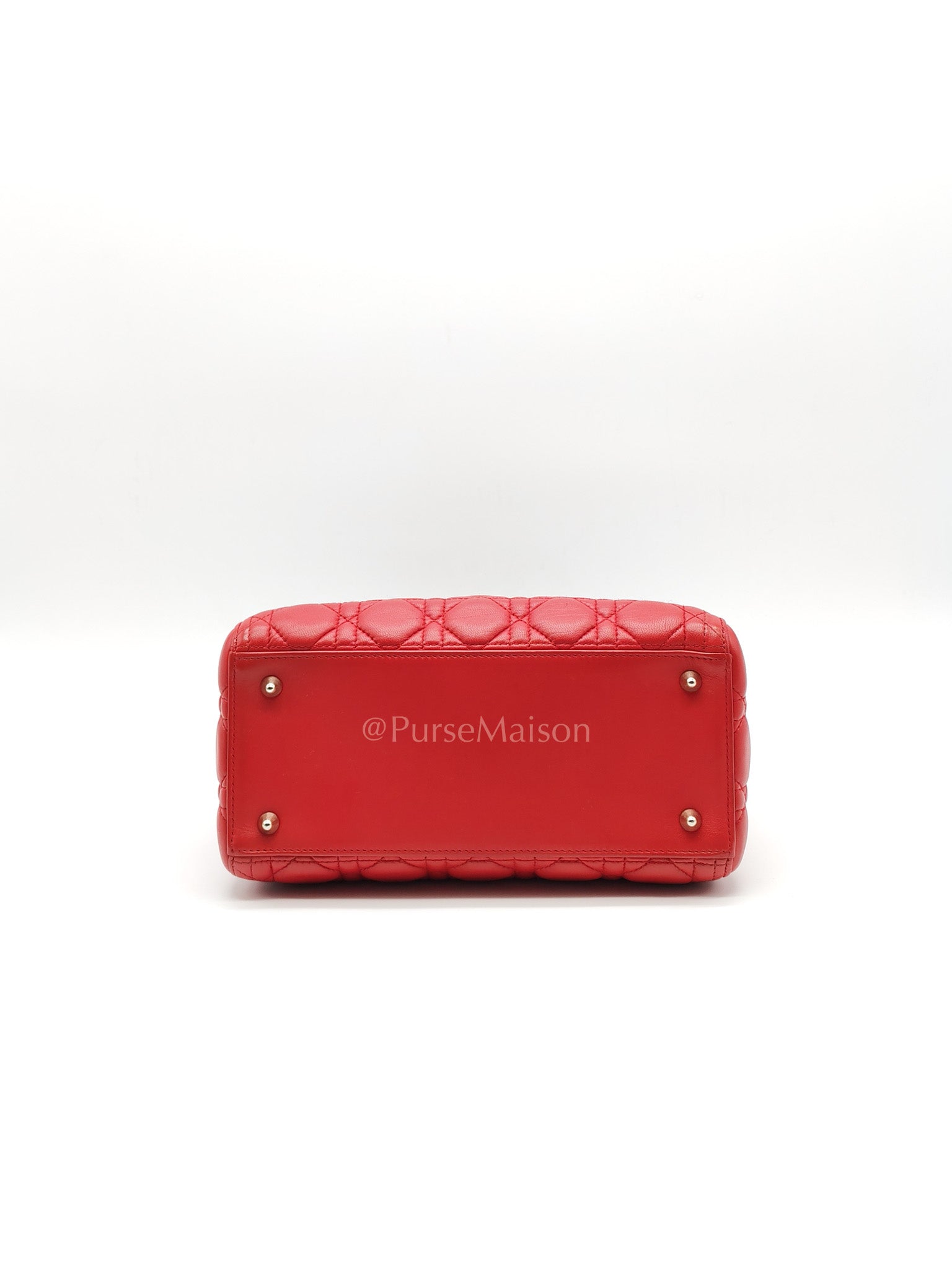 Lady Dior Medium in Red Quilted Cannage Lambskin Leather & Gold Hardware