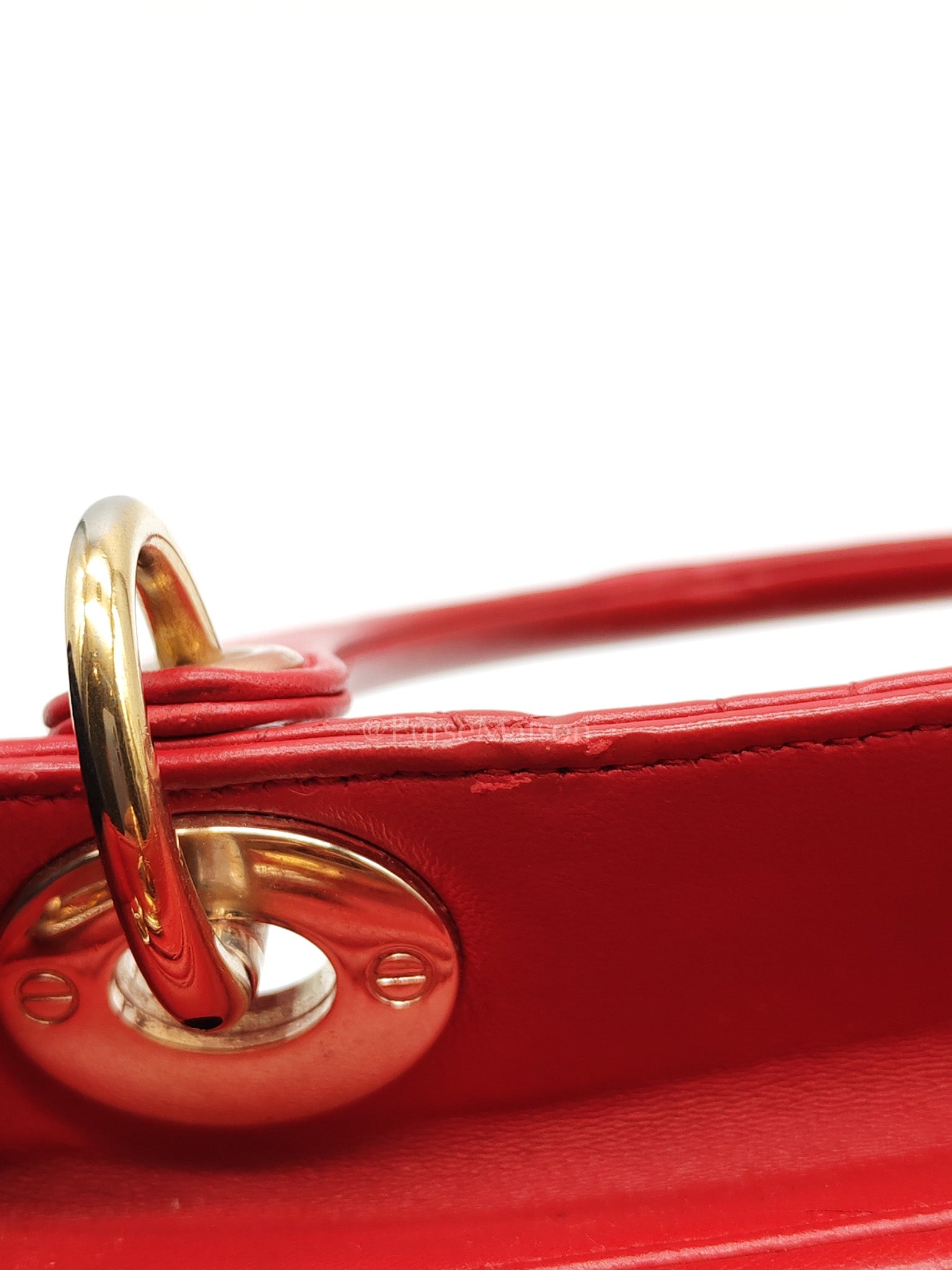 Lady Dior Medium in Red Quilted Cannage Lambskin Leather & Gold Hardware
