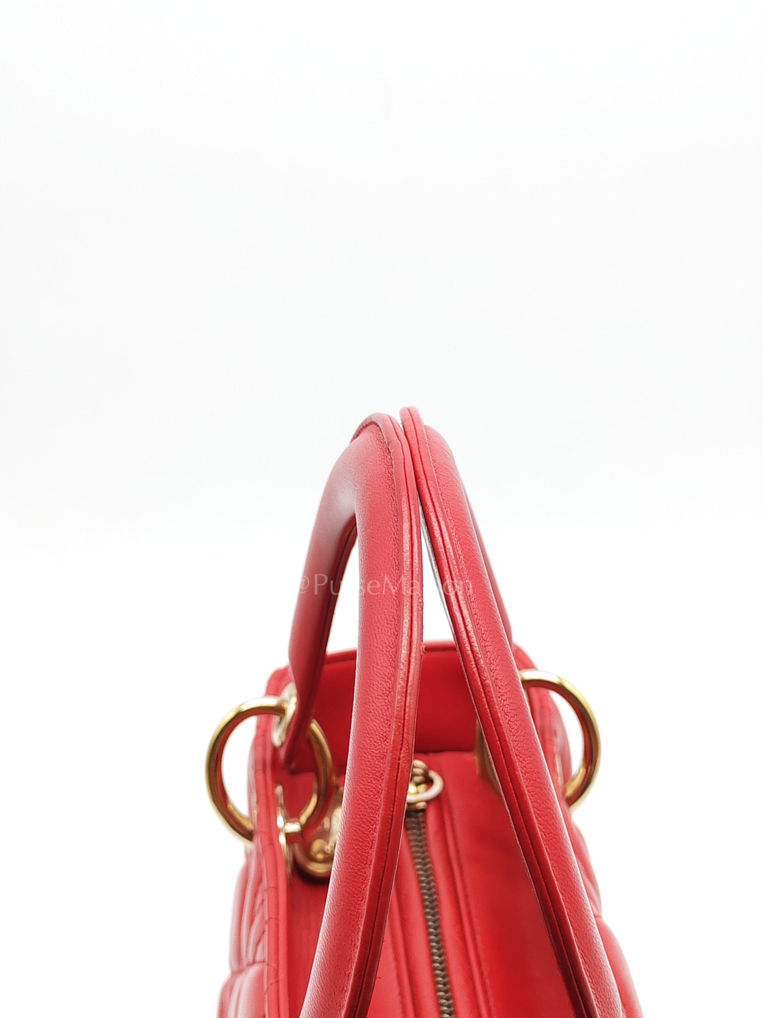 Lady Dior Medium in Red Quilted Cannage Lambskin Leather & Gold Hardware