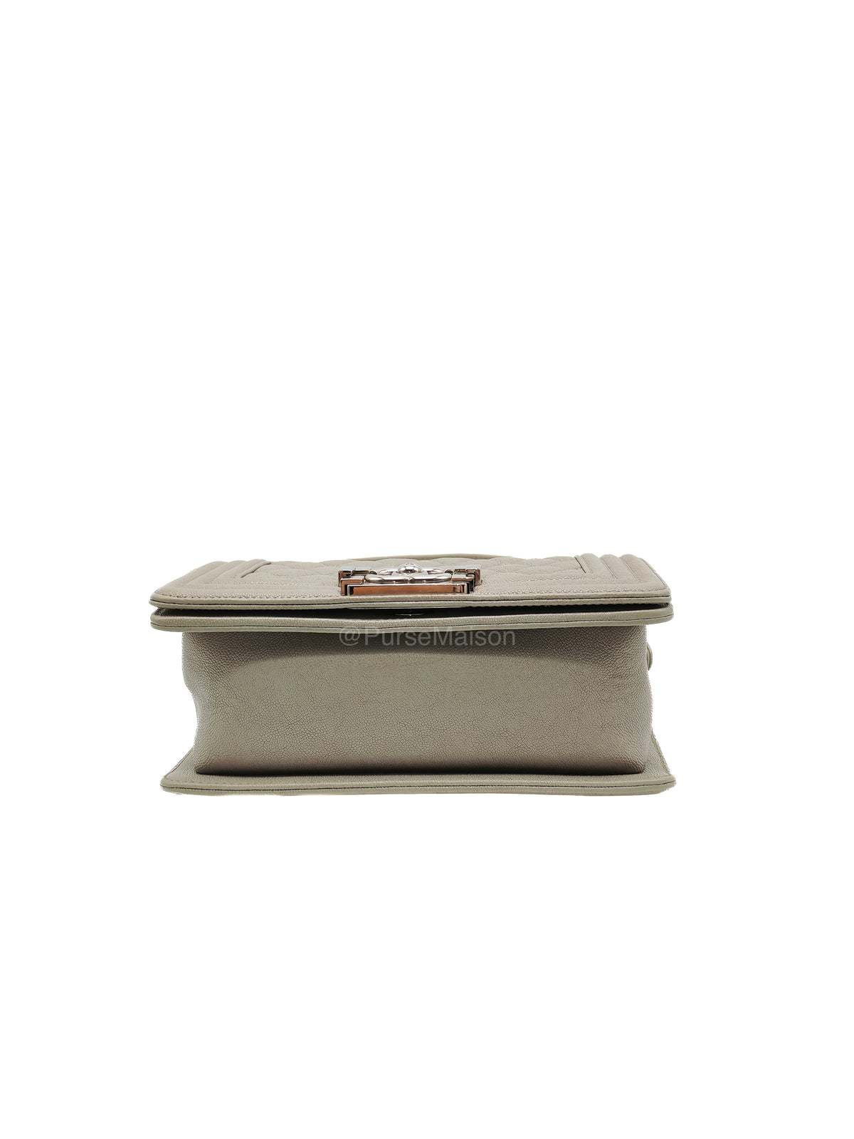 Chanel Boy Small in Light Gray Quilted Caviar Leather and Silver Hardware Series 28