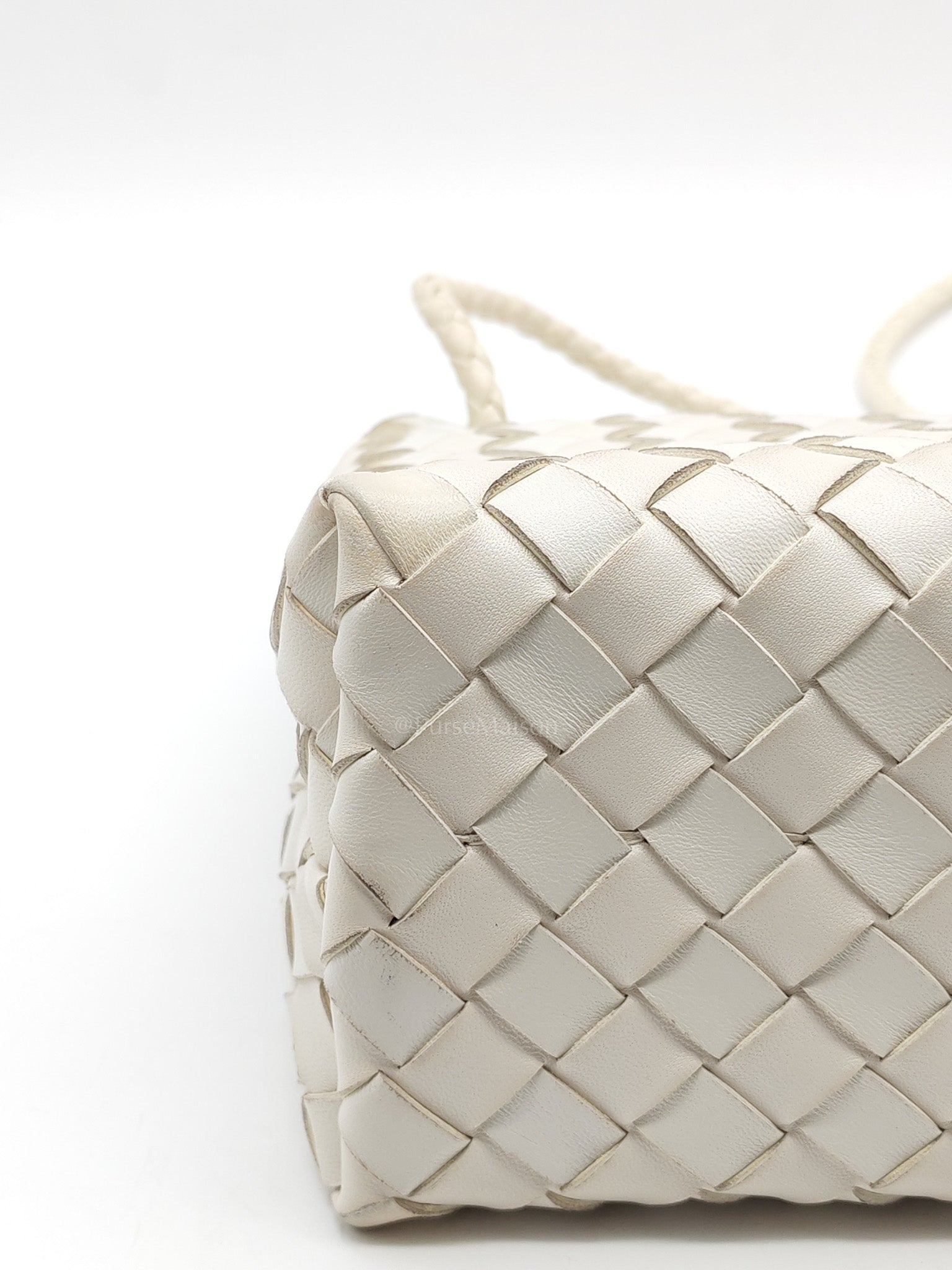 Andiamo Small in White Intrecciato Leather Shoulder Bag