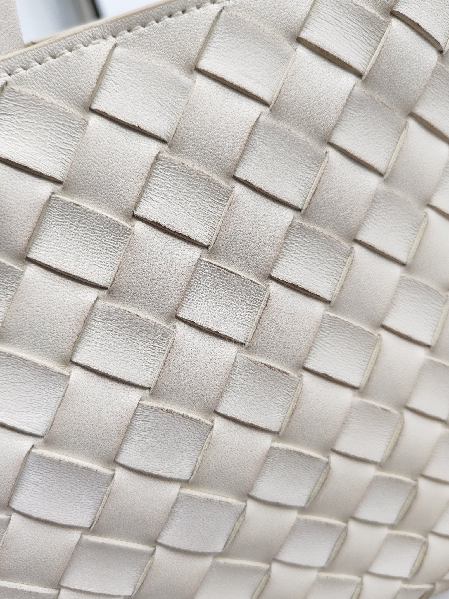 Andiamo Small in White Intrecciato Leather Shoulder Bag
