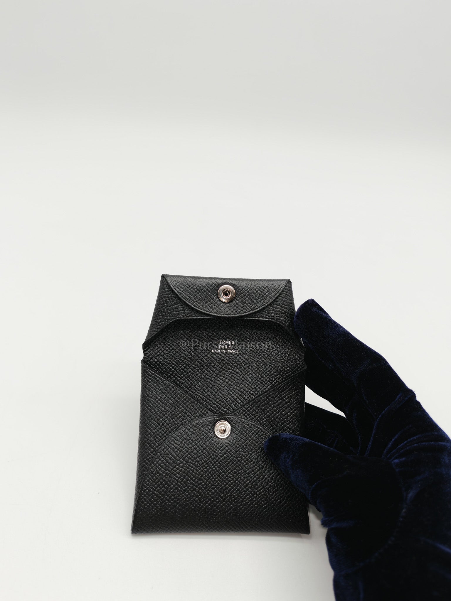 Bastia Change Purse in Black Evercolor Leather Stamp C (2018)