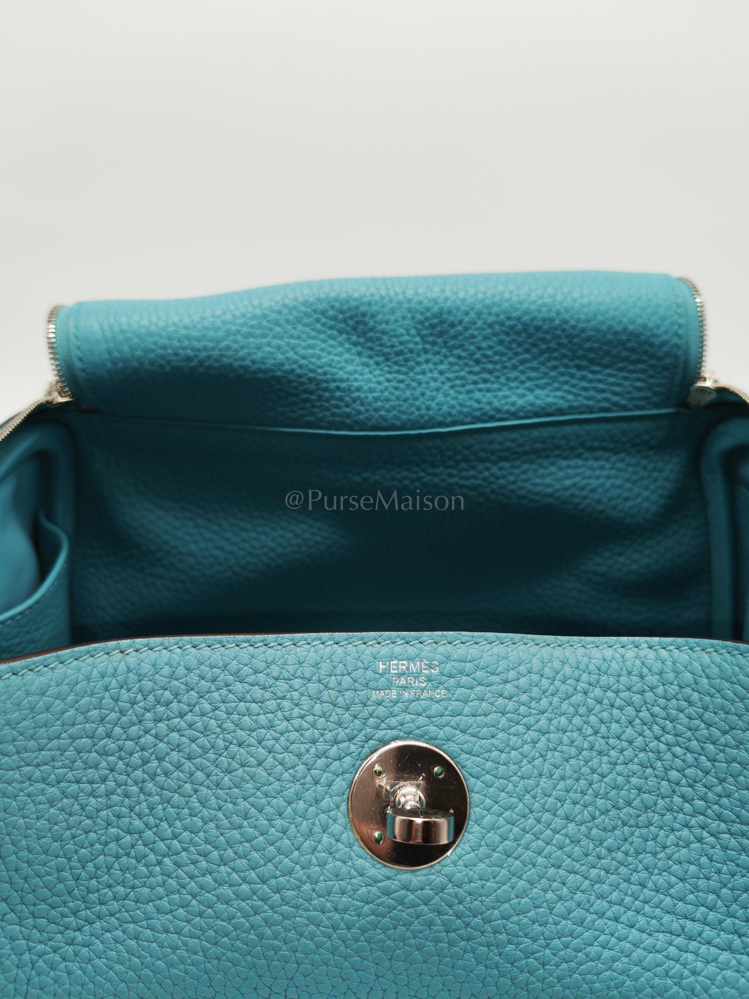 Lindy 26 Bleu Saint Clemence and Palladium Hardware Stamp T (2015) | Purse Maison Luxury Bags Shop