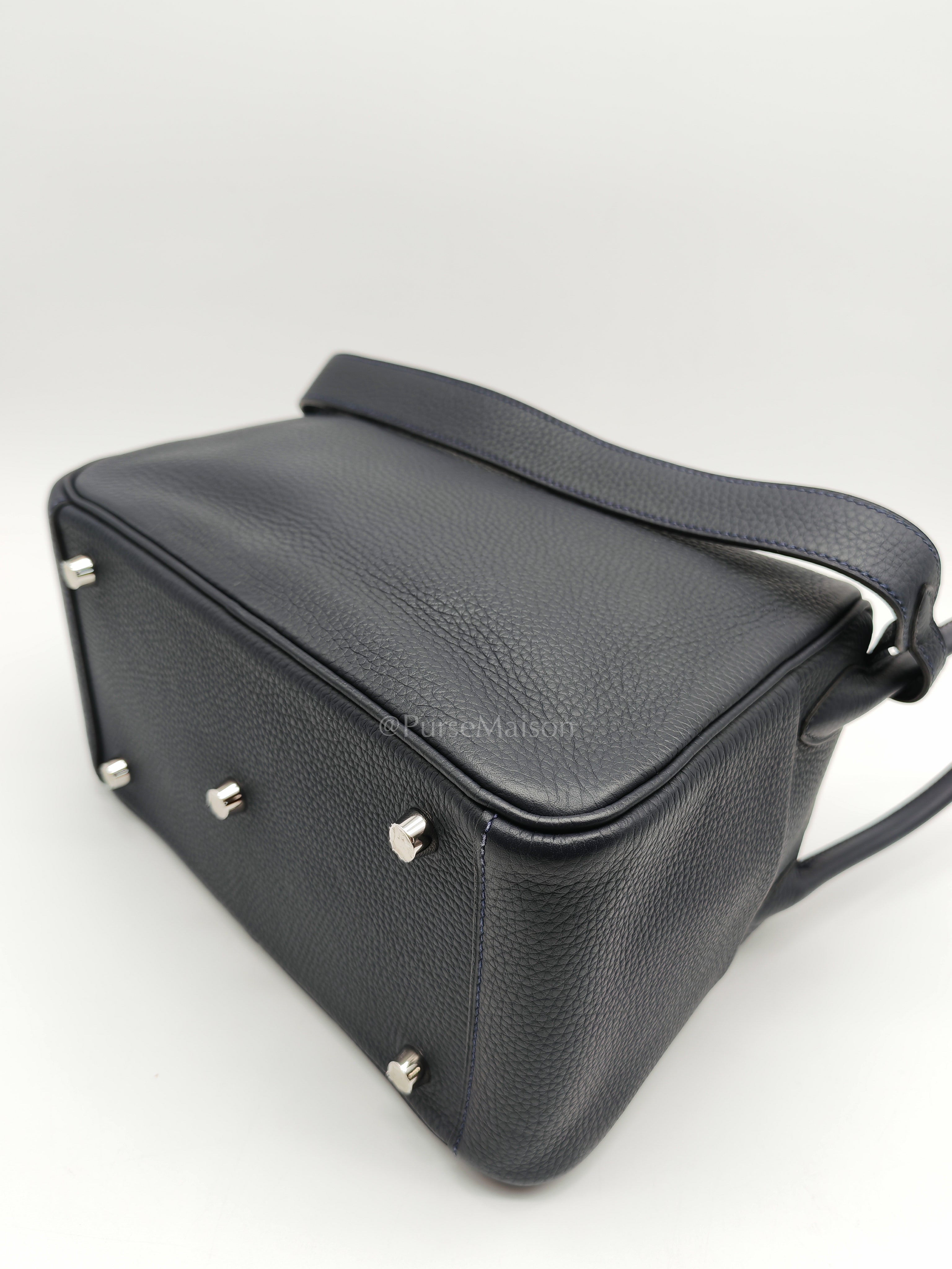 Lindy 26 Blue Nuit in Togo Leather and Palladium Hardware Stamp C (2018) | Purse Maison Luxury Bags Shop