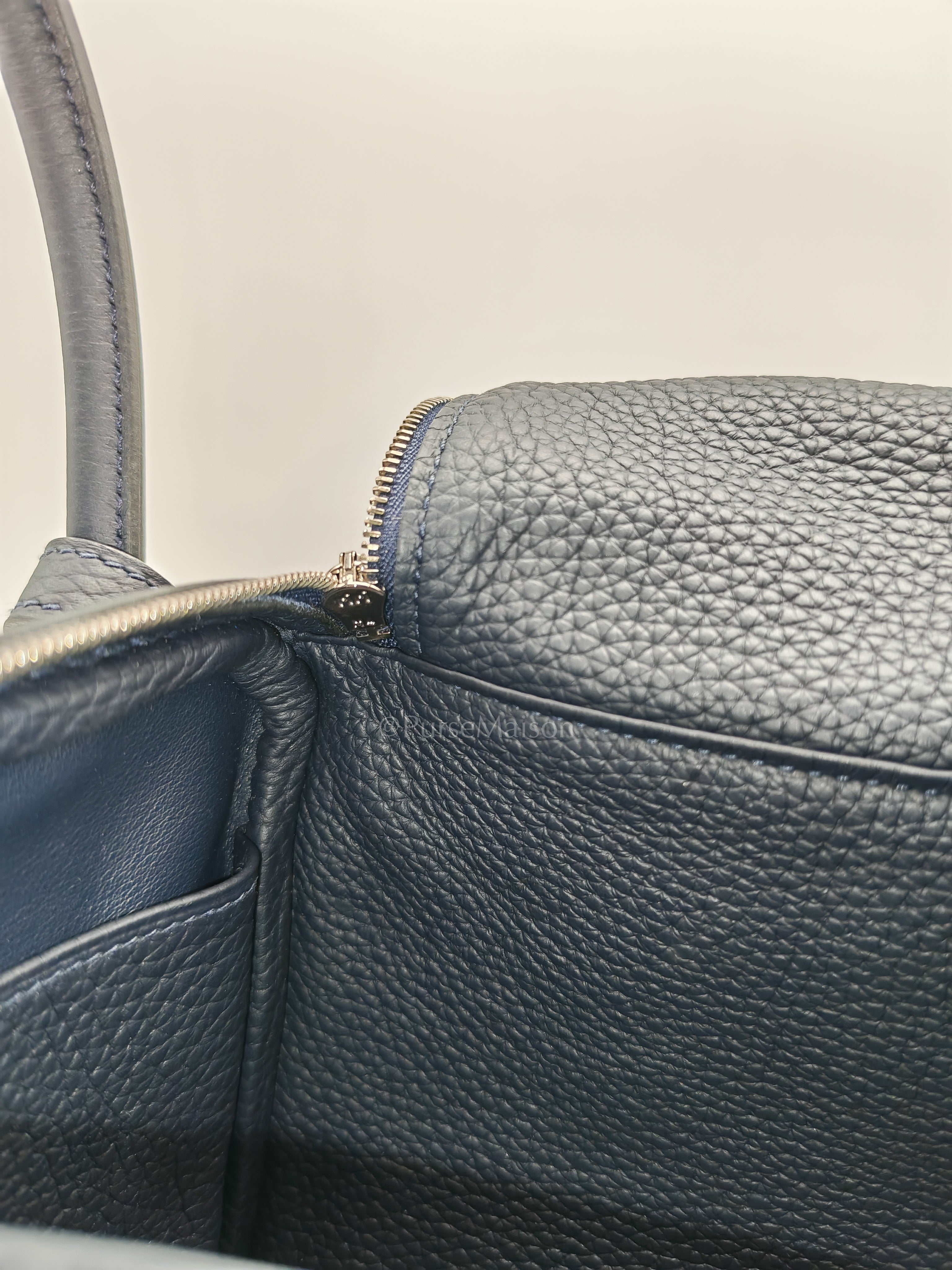 Lindy 26 Blue Nuit in Togo Leather and Palladium Hardware Stamp C (2018) | Purse Maison Luxury Bags Shop