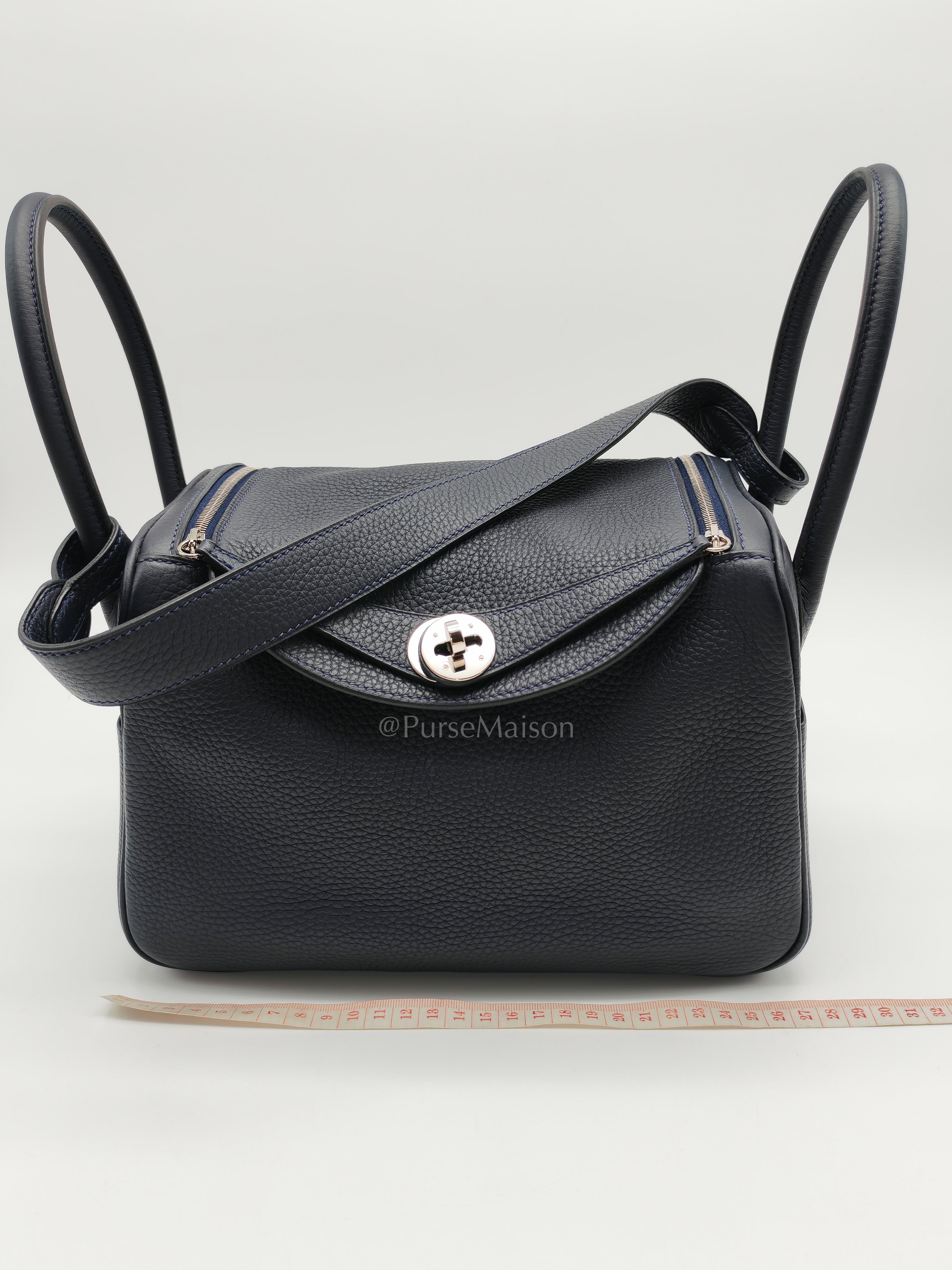 Lindy 26 Blue Nuit in Togo Leather and Palladium Hardware Stamp C (2018) | Purse Maison Luxury Bags Shop