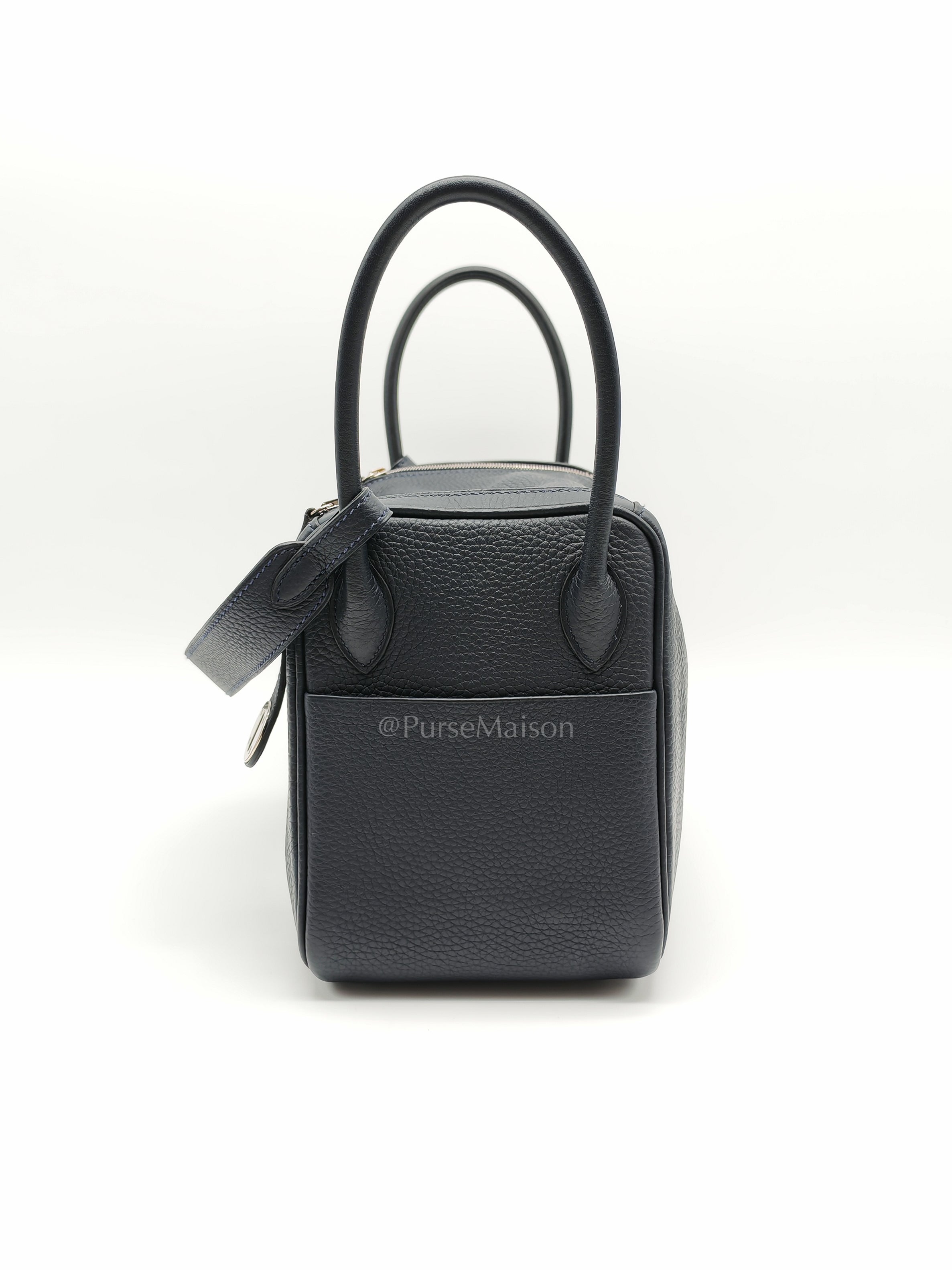 Lindy 26 Blue Nuit in Togo Leather and Palladium Hardware Stamp C (2018) | Purse Maison Luxury Bags Shop