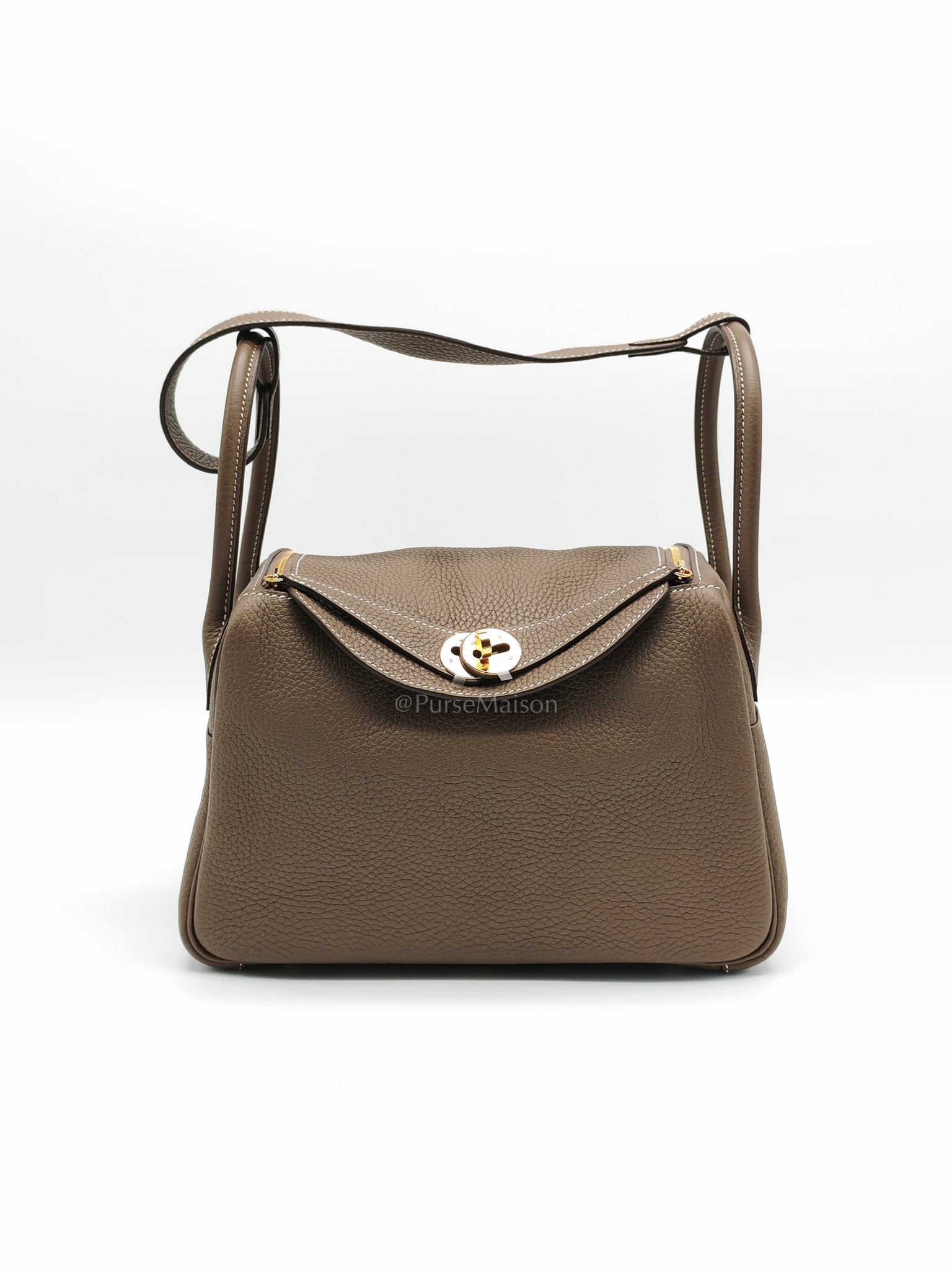 Lindy 26 Etoupe in Clemence Leather and Gold Hardware Stamp Y (2020) | Purse Maison Luxury Bags Shop