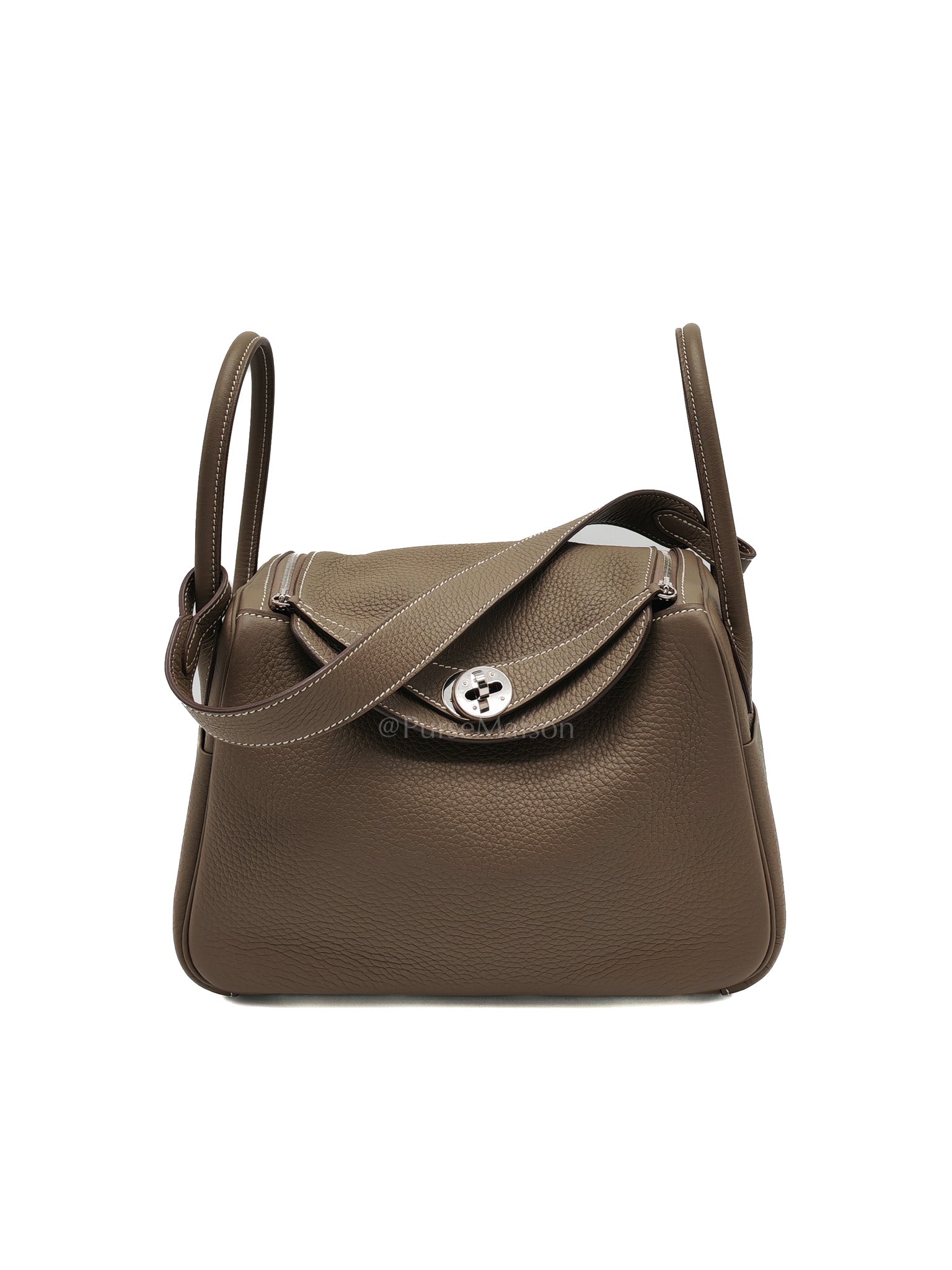 Lindy 26 in Etoupe Clemence Leather & Palladium Hardware Stamp W(2024) | Purse Maison Luxury Bags Shop