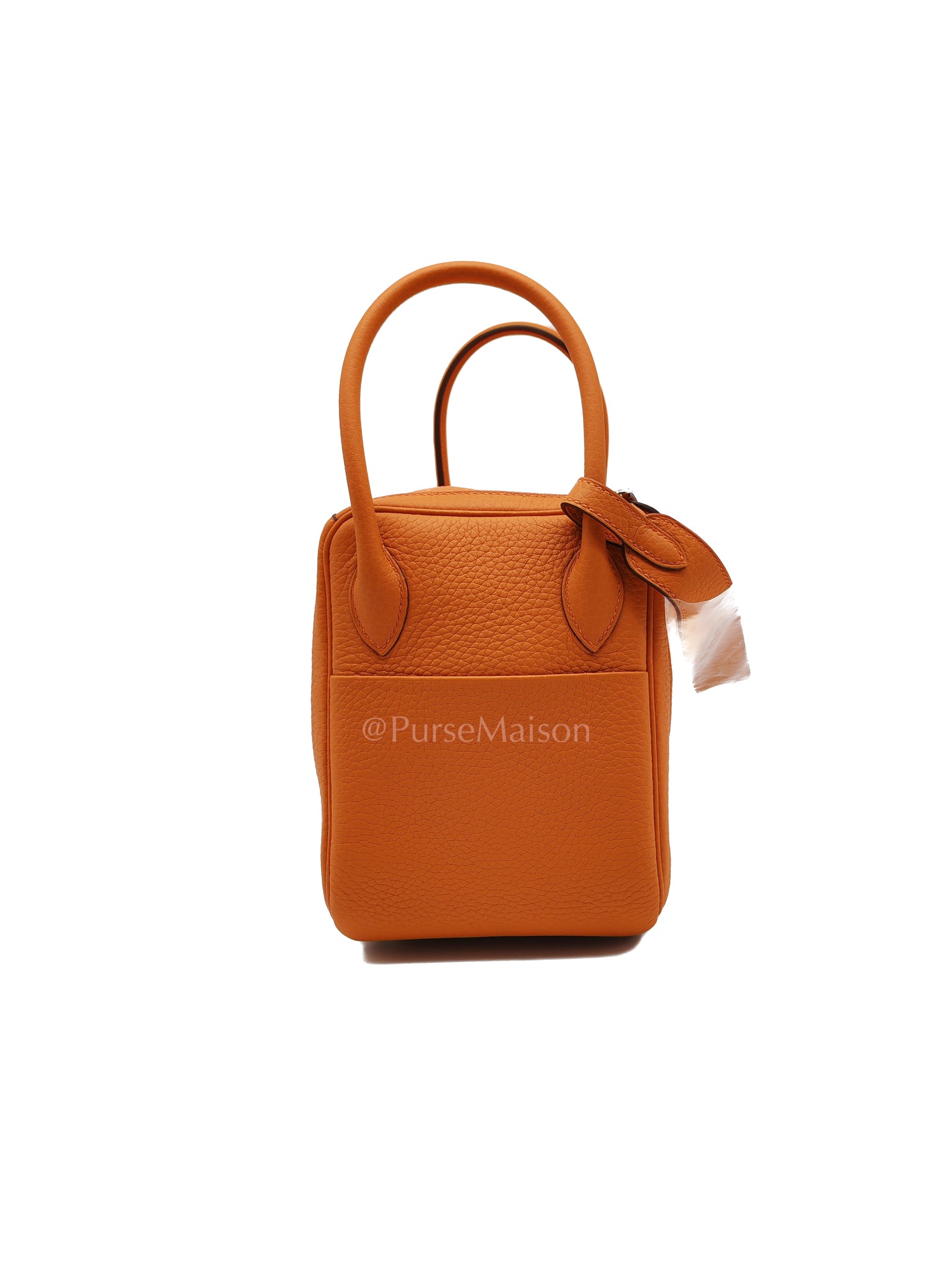 Lindy 26 in Orange Clemence Leather and Palladium Hardware Stamp B (2023) | Purse Maison Luxury Bags Shop