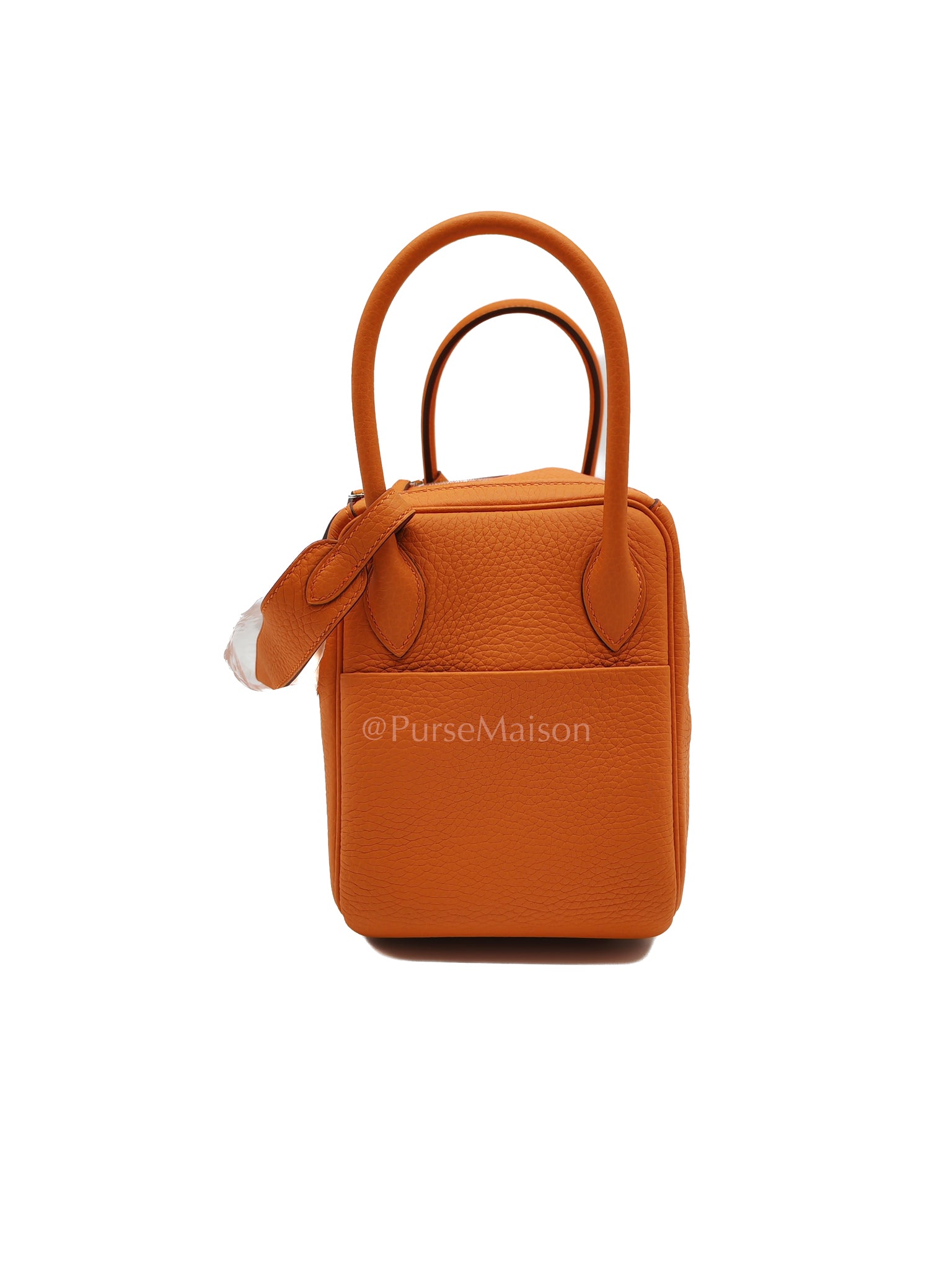 Lindy 26 in Orange Clemence Leather and Palladium Hardware Stamp B (2023) | Purse Maison Luxury Bags Shop