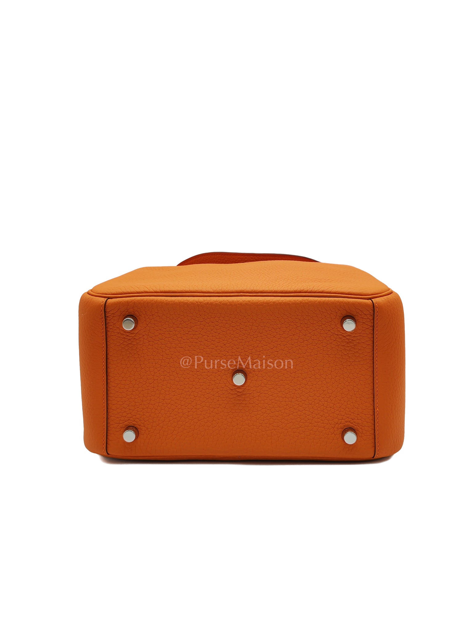 Lindy 26 in Orange Clemence Leather and Palladium Hardware Stamp B (2023) | Purse Maison Luxury Bags Shop