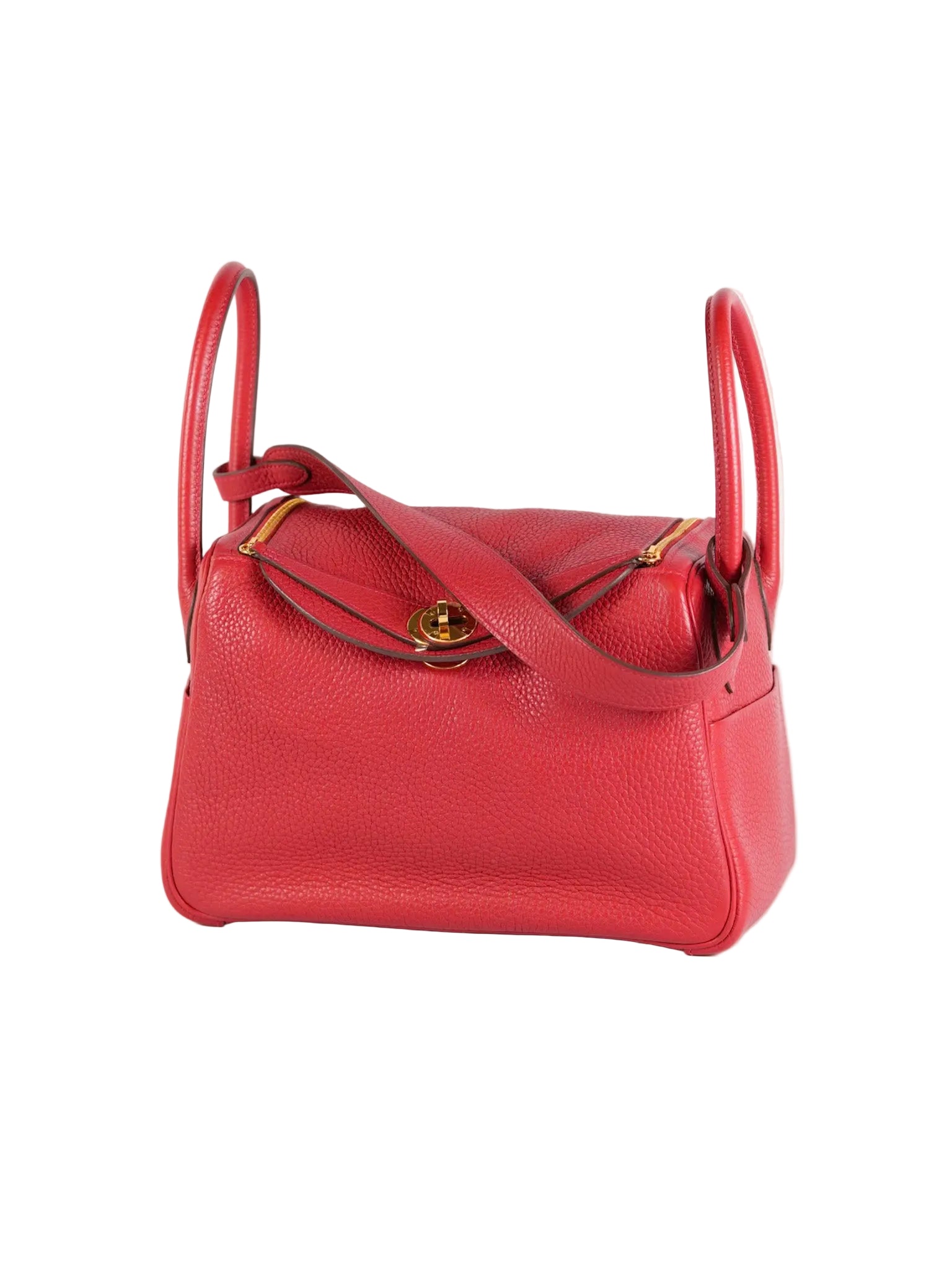 Lindy 26 in Red Clemence Leather and Gold Hardware Stamp C (2018) | Purse Maison Luxury Bags Shop
