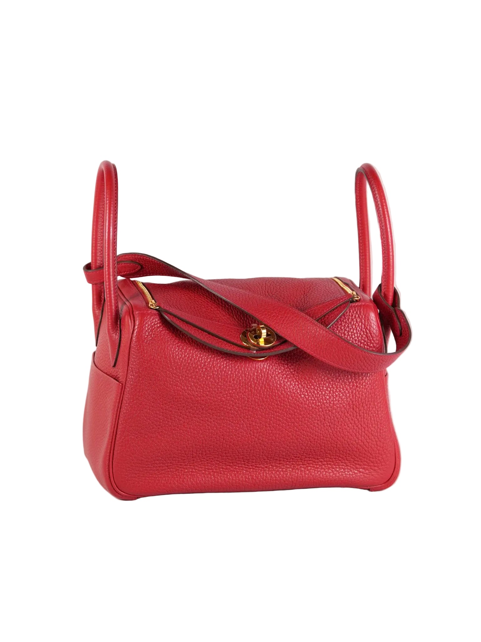 Lindy 26 in Red Clemence Leather and Gold Hardware Stamp C (2018) | Purse Maison Luxury Bags Shop