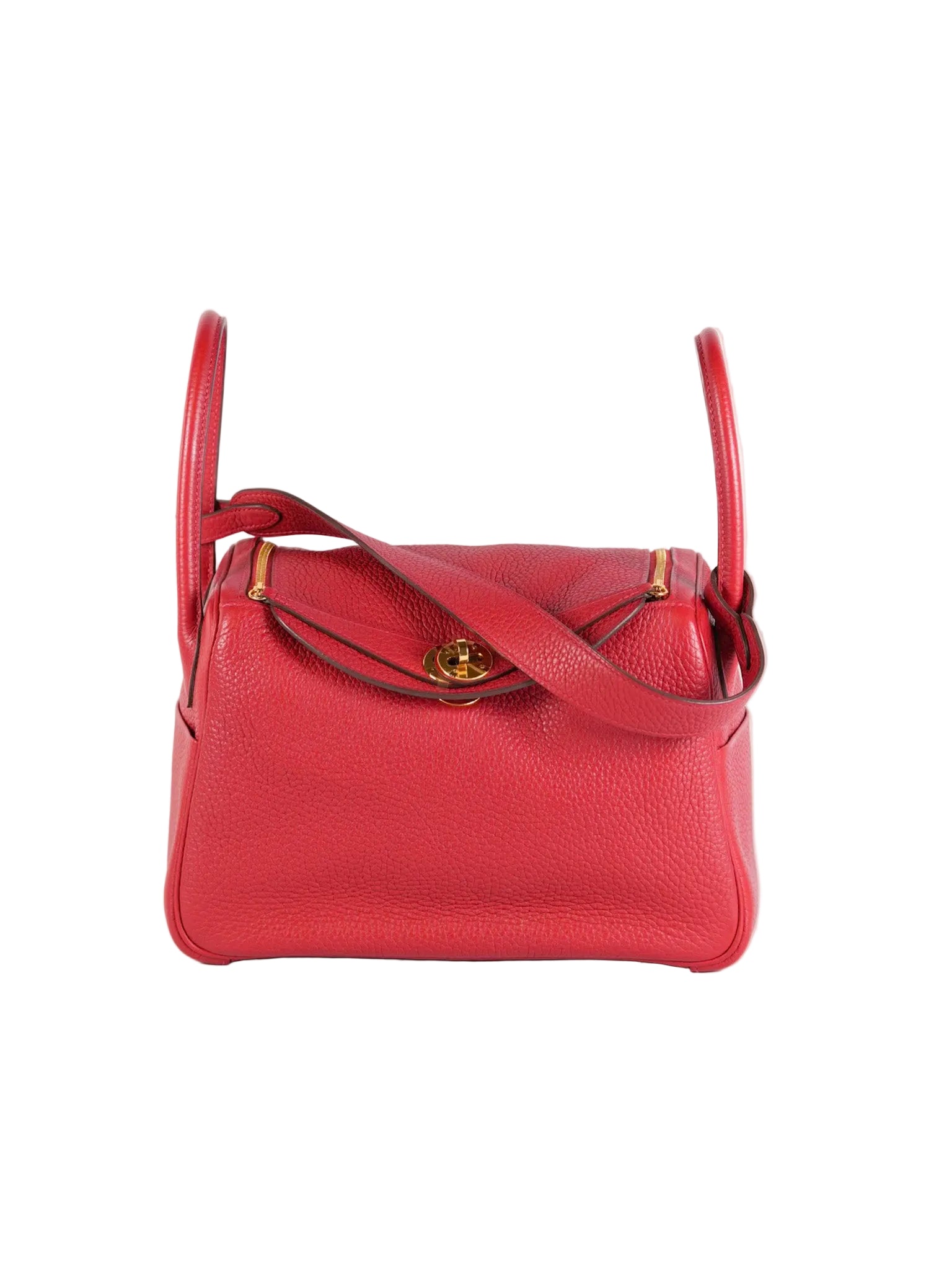 Lindy 26 in Red Clemence Leather and Gold Hardware Stamp C (2018) | Purse Maison Luxury Bags Shop