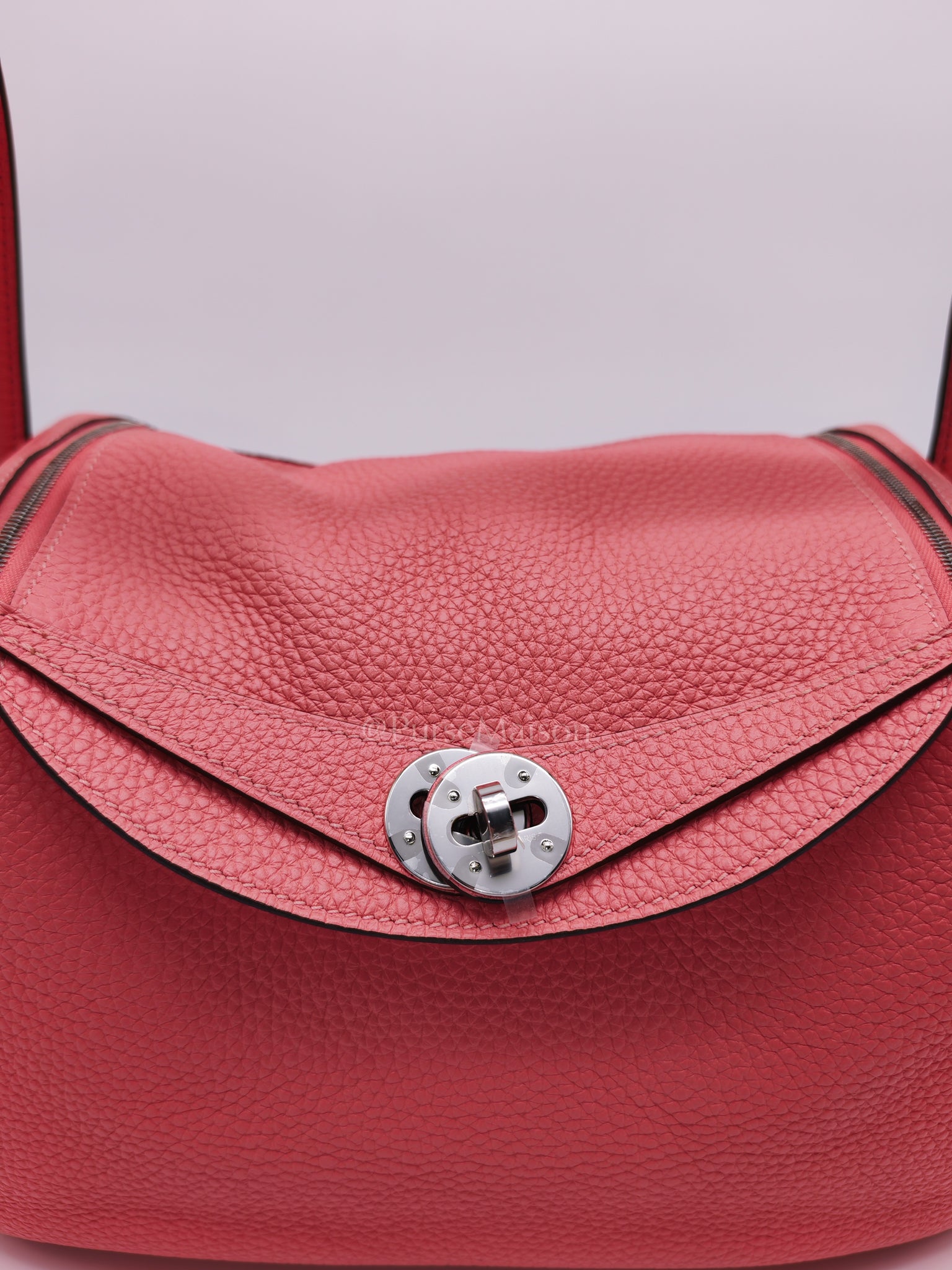 Lindy 26 in Rose Azalee Clemence Leather and Palladium Hardware Stamp Z (2021) | Purse Maison Luxury Bags Shop