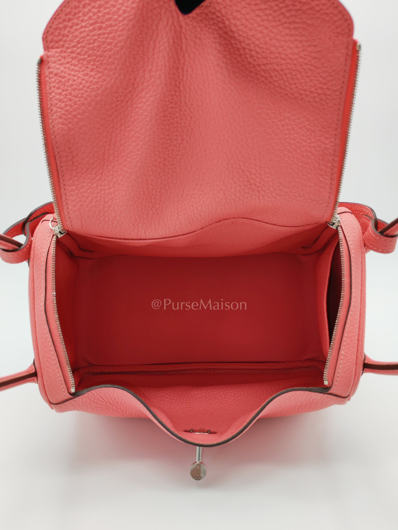 Lindy 26 in Rose Azalee Clemence Leather and Palladium Hardware Stamp Z (2021) | Purse Maison Luxury Bags Shop