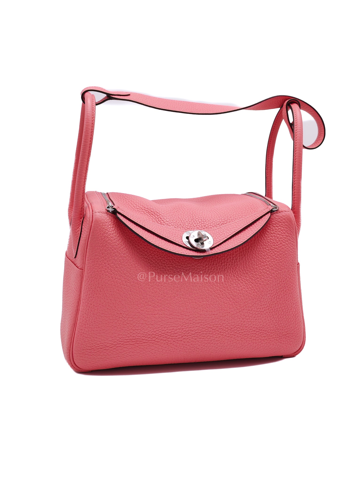 Lindy 26 in Rose Azalee Clemence Leather and Palladium Hardware Stamp Z (2021) | Purse Maison Luxury Bags Shop