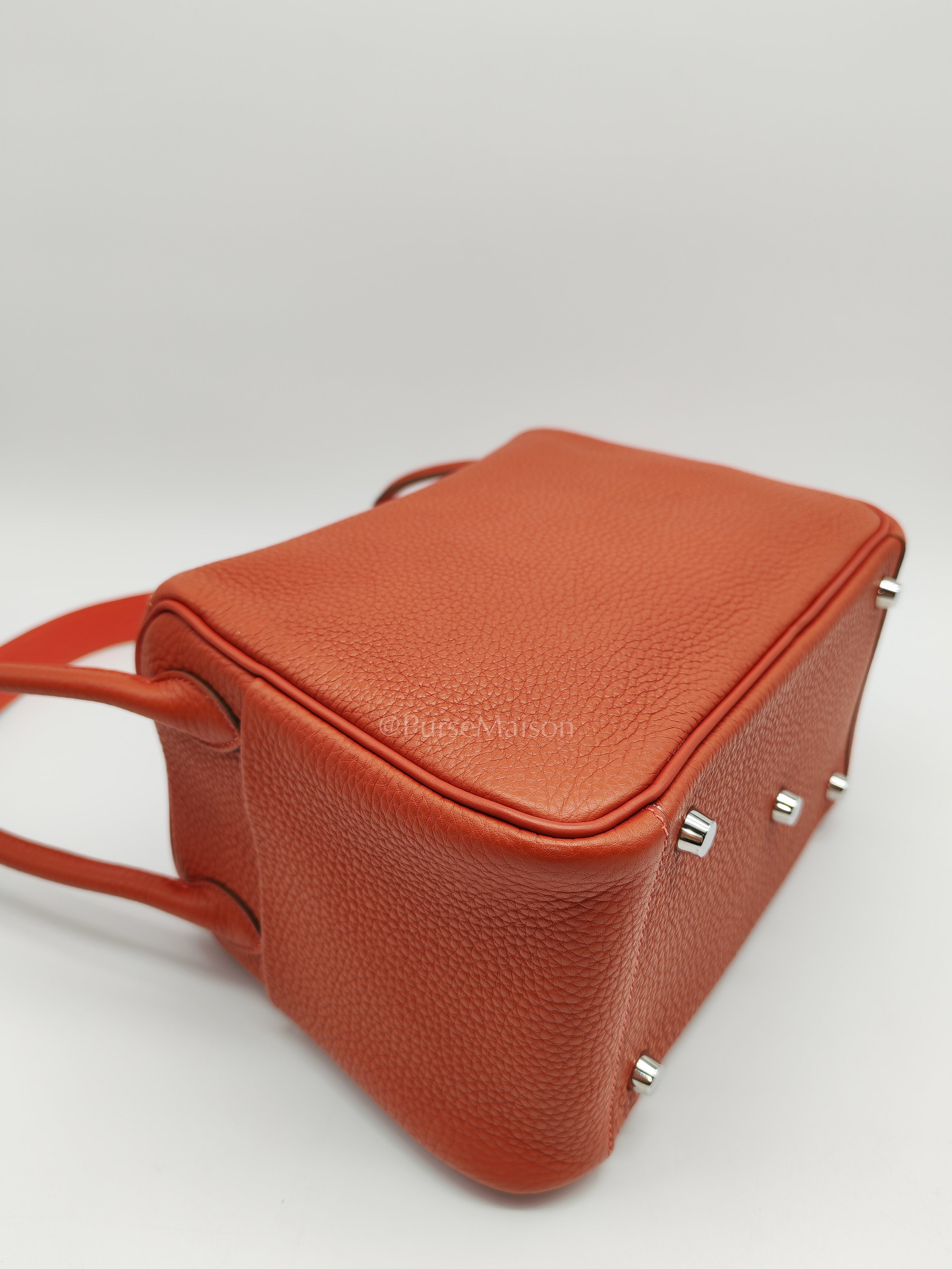 Lindy 26 in Sanguine Clemence Leather and Palladium Hardware Square P (2012) | Purse Maison Luxury Bags Shop