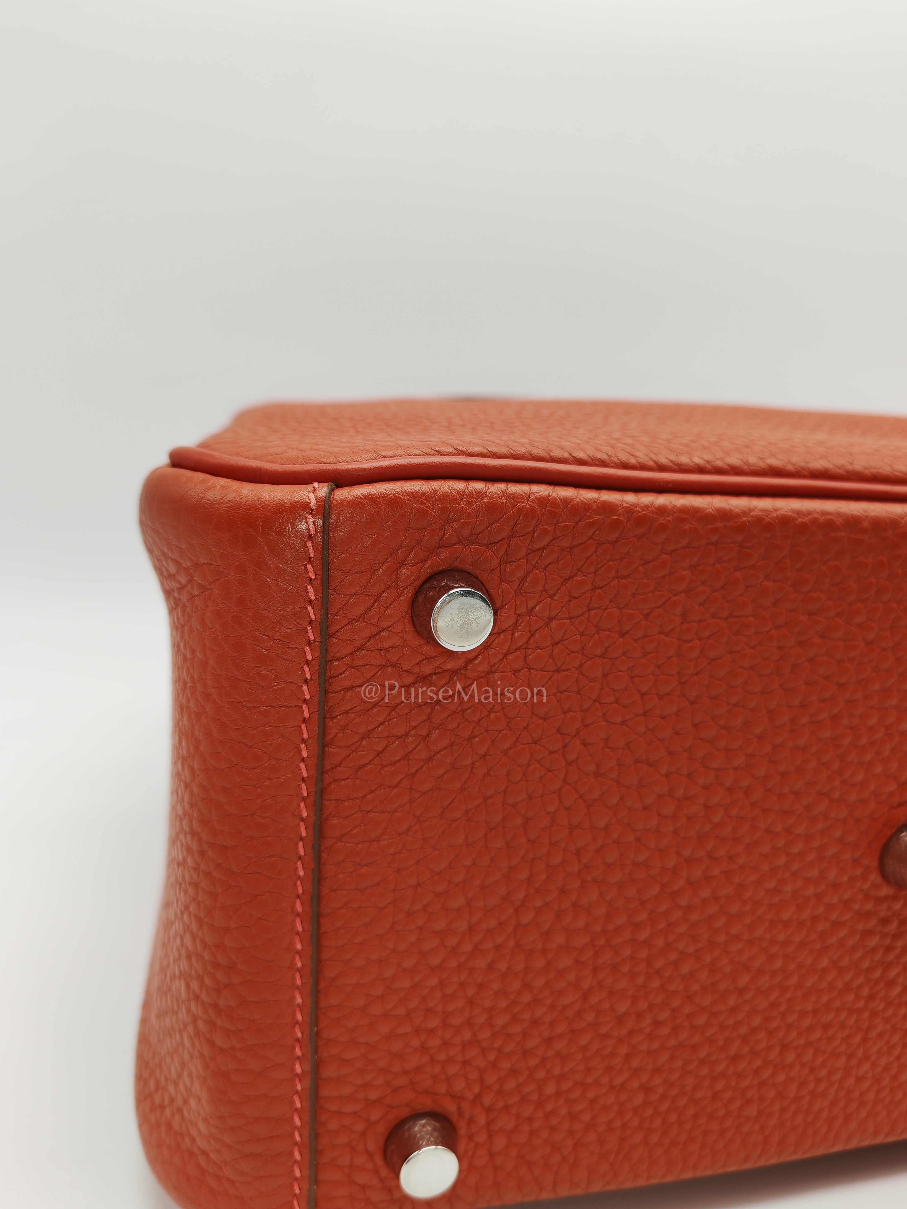 Lindy 26 in Sanguine Clemence Leather and Palladium Hardware Square P (2012) | Purse Maison Luxury Bags Shop