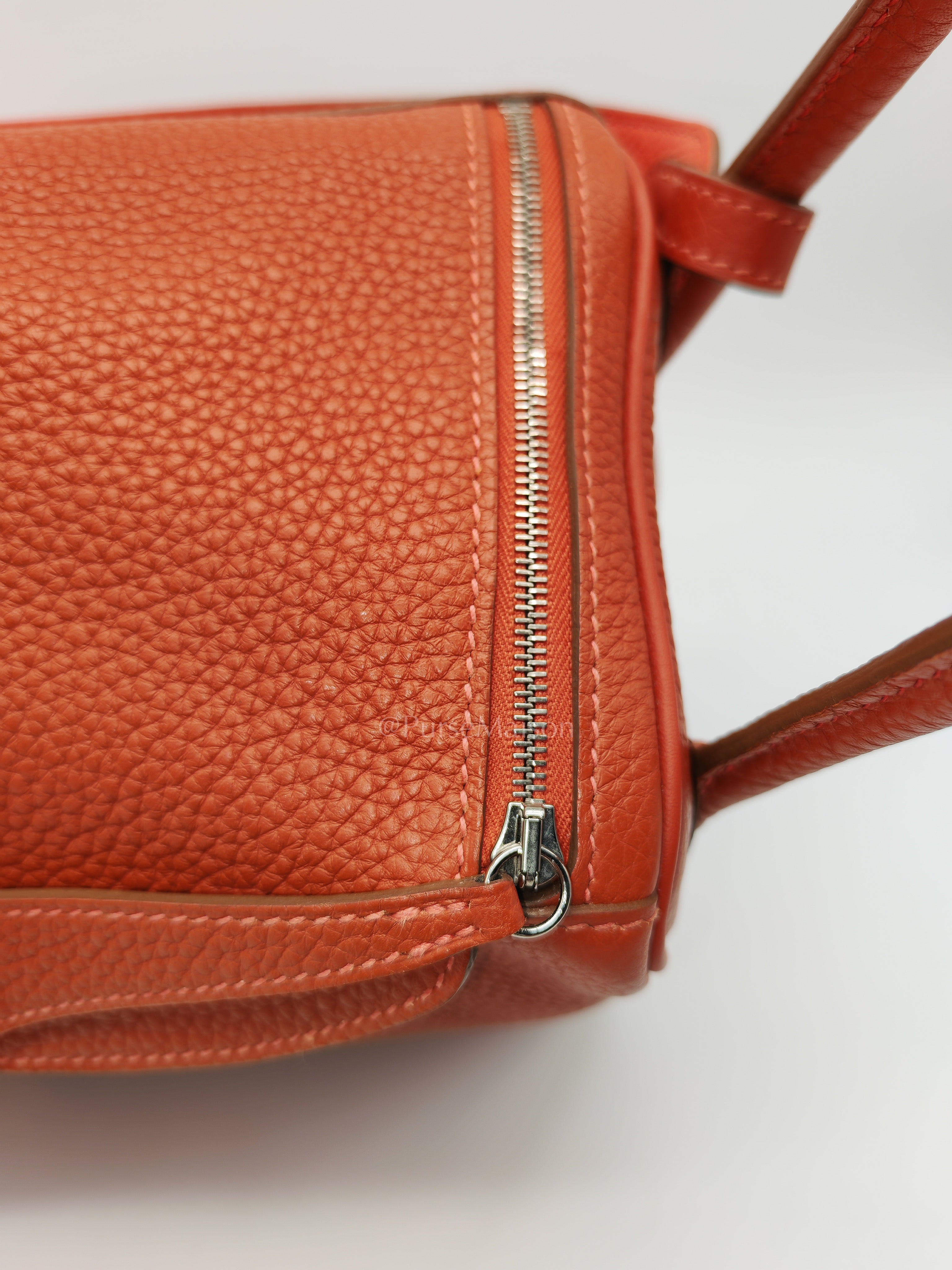 Lindy 26 in Sanguine Clemence Leather and Palladium Hardware Square P (2012) | Purse Maison Luxury Bags Shop